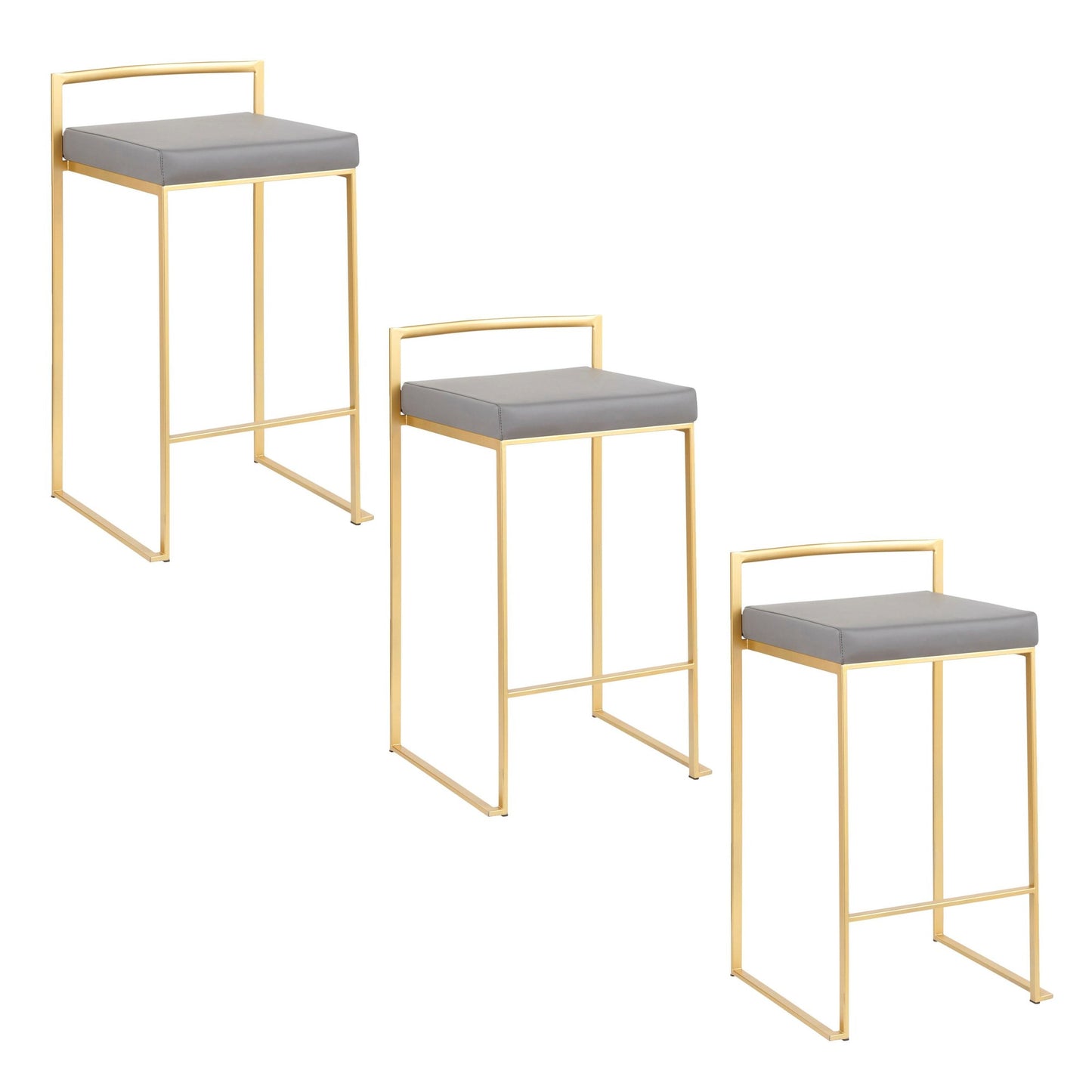 Fuji Stacker 26" Fixed-Height Counter Stool - Set of 3 By LumiSource - B26-FUJIPU AUBK3 | Counter Stools | Modishstore - 21