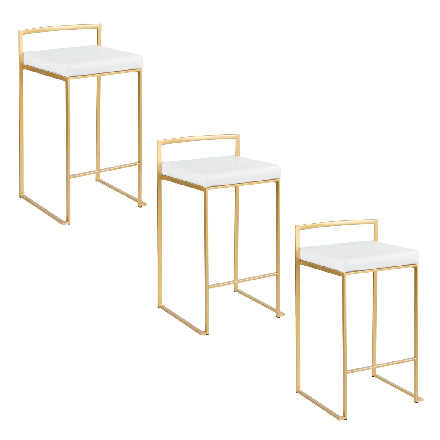 Fuji Stacker 26" Fixed-Height Counter Stool - Set of 3 By LumiSource - B26-FUJIPU AUBK3 | Counter Stools | Modishstore - 30