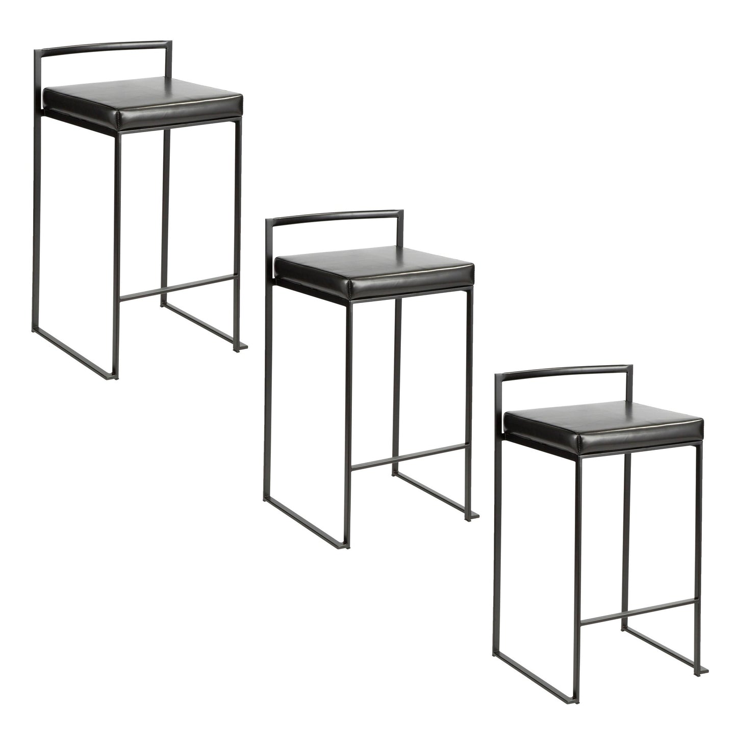 Fuji Stacker 26" Fixed-Height Counter Stool - Set of 3 By LumiSource - B26-FUJIPU BKBK3 | Counter Stools | Modishstore - 5