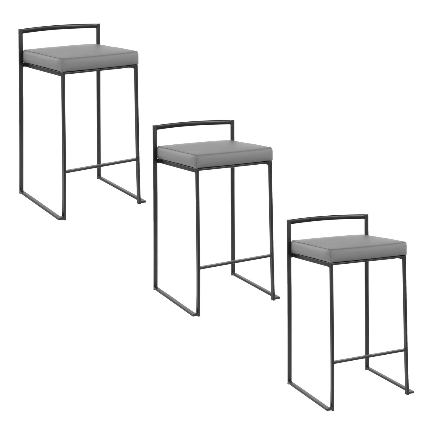 Fuji Stacker 26" Fixed-Height Counter Stool - Set of 3 By LumiSource - B26-FUJIPU BKBK3 | Counter Stools | Modishstore - 15