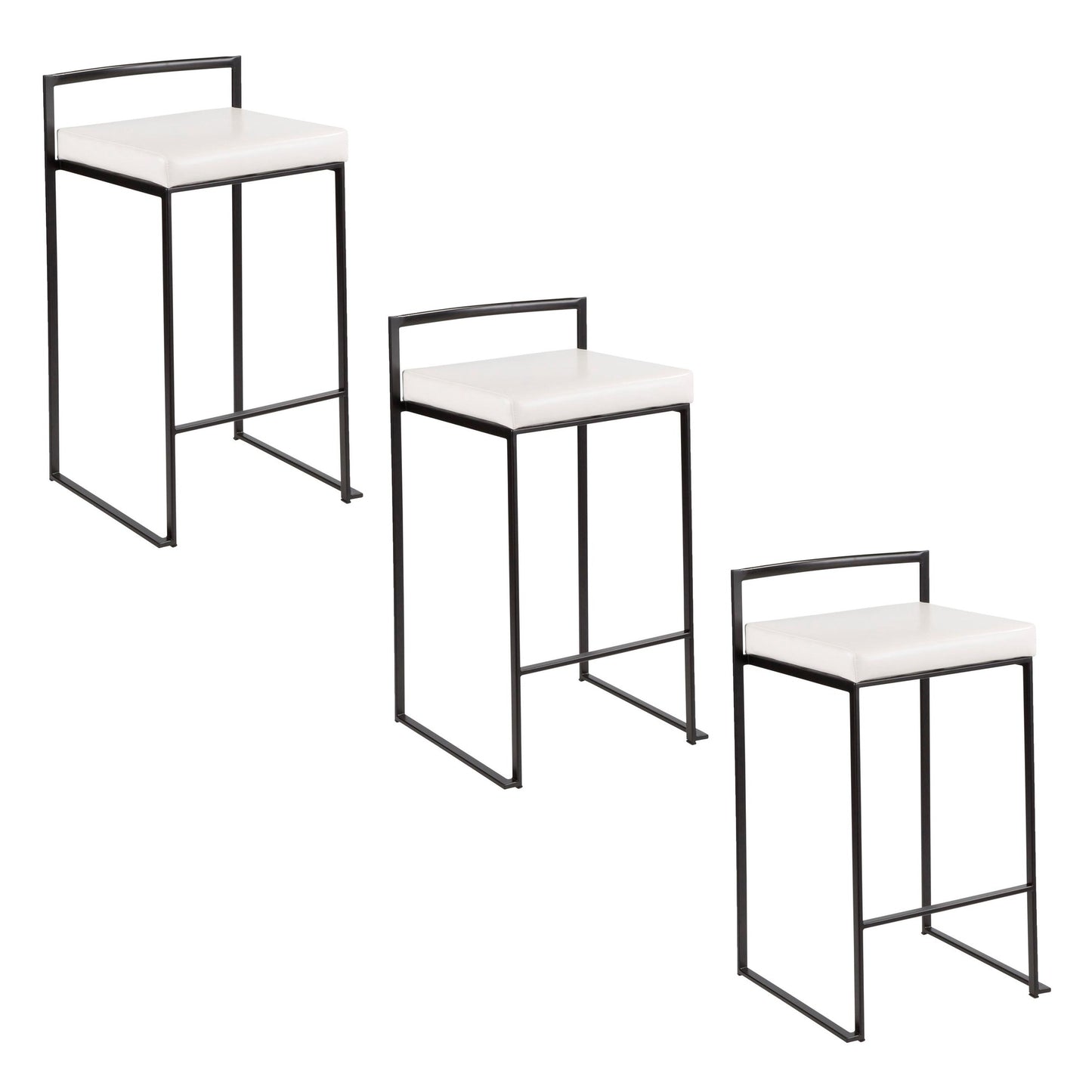 Fuji Stacker 26" Fixed-Height Counter Stool - Set of 3 By LumiSource - B26-FUJIPU BKW3 | Counter Stools | Modishstore - 5