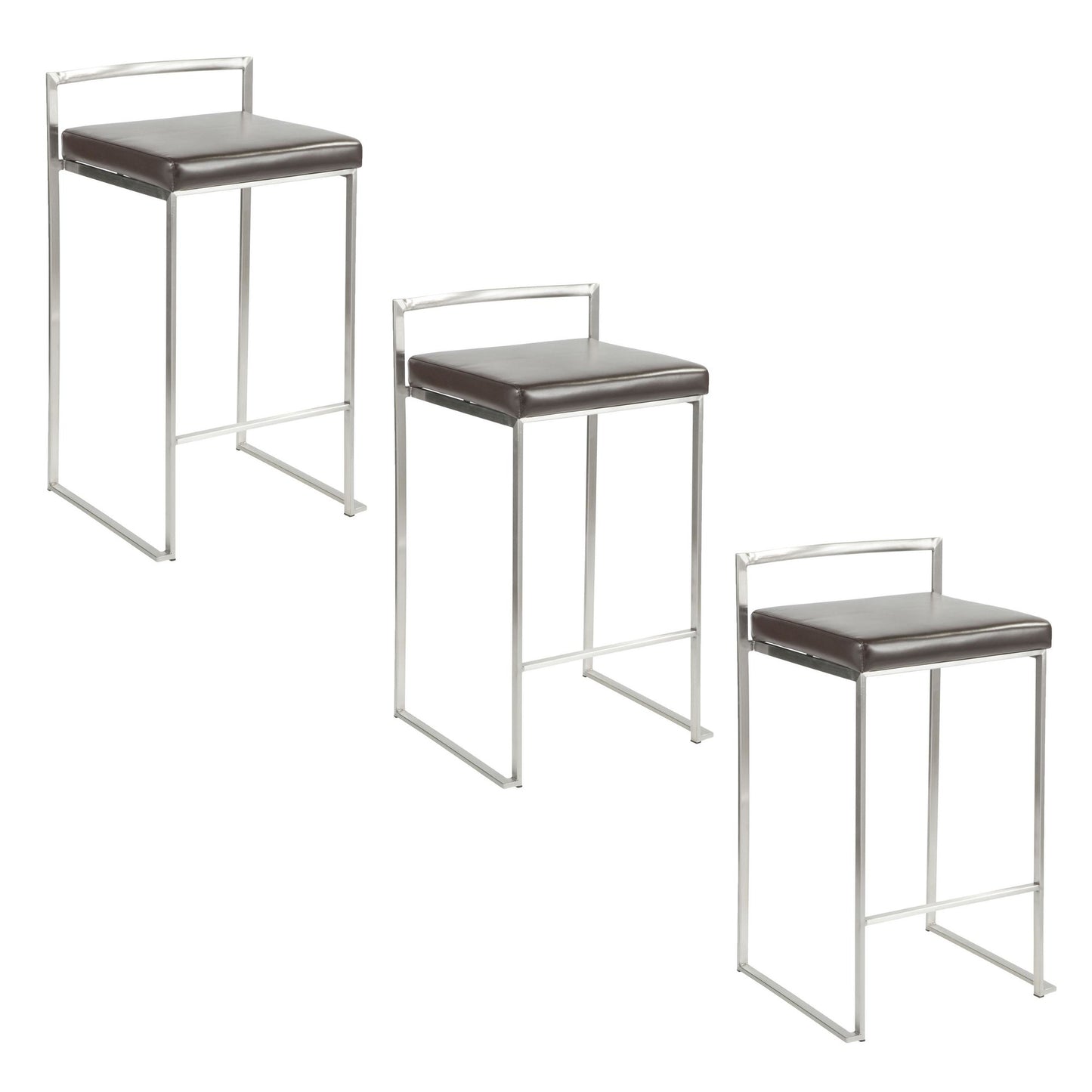 Fuji Stacker 26" Fixed-Height Counter Stool - Set of 3 By LumiSource - B26-FUJIPU SSBK3 | Counter Stools | Modishstore - 12