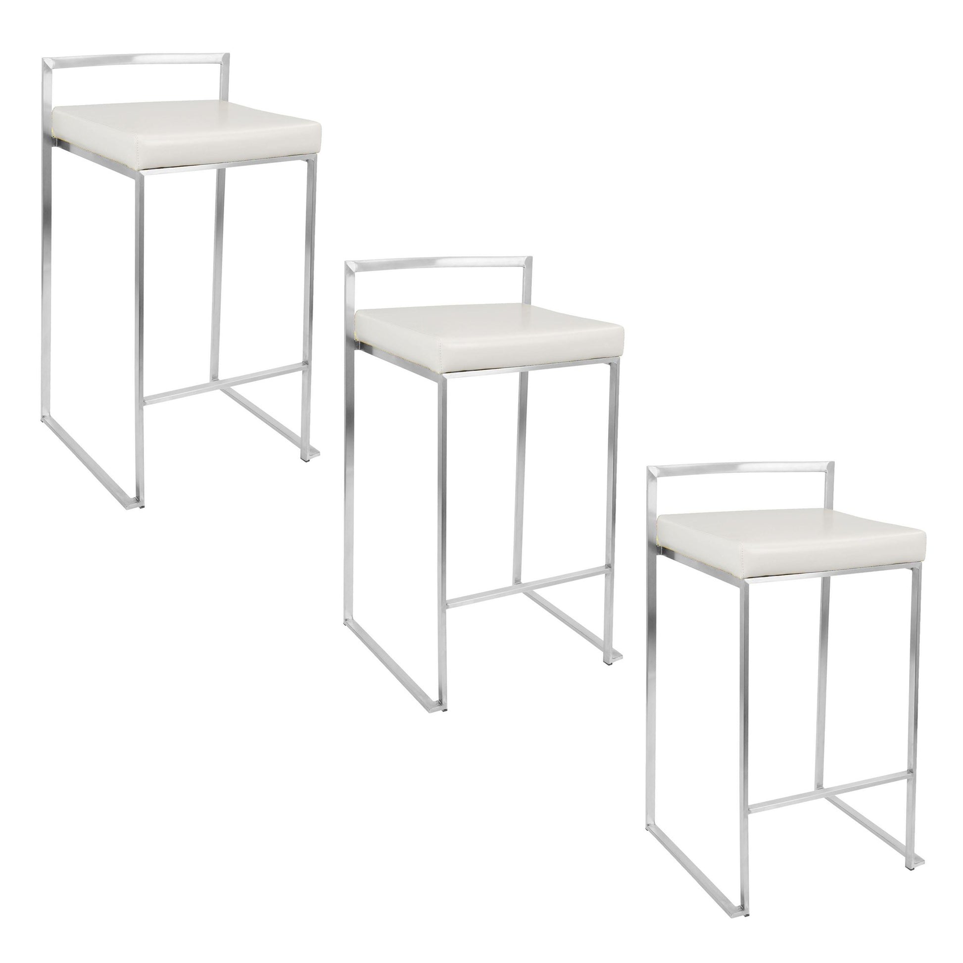 Fuji Stacker 26" Fixed-Height Counter Stool - Set of 3 By LumiSource - B26-FUJIPU SSBK3 | Counter Stools | Modishstore - 31