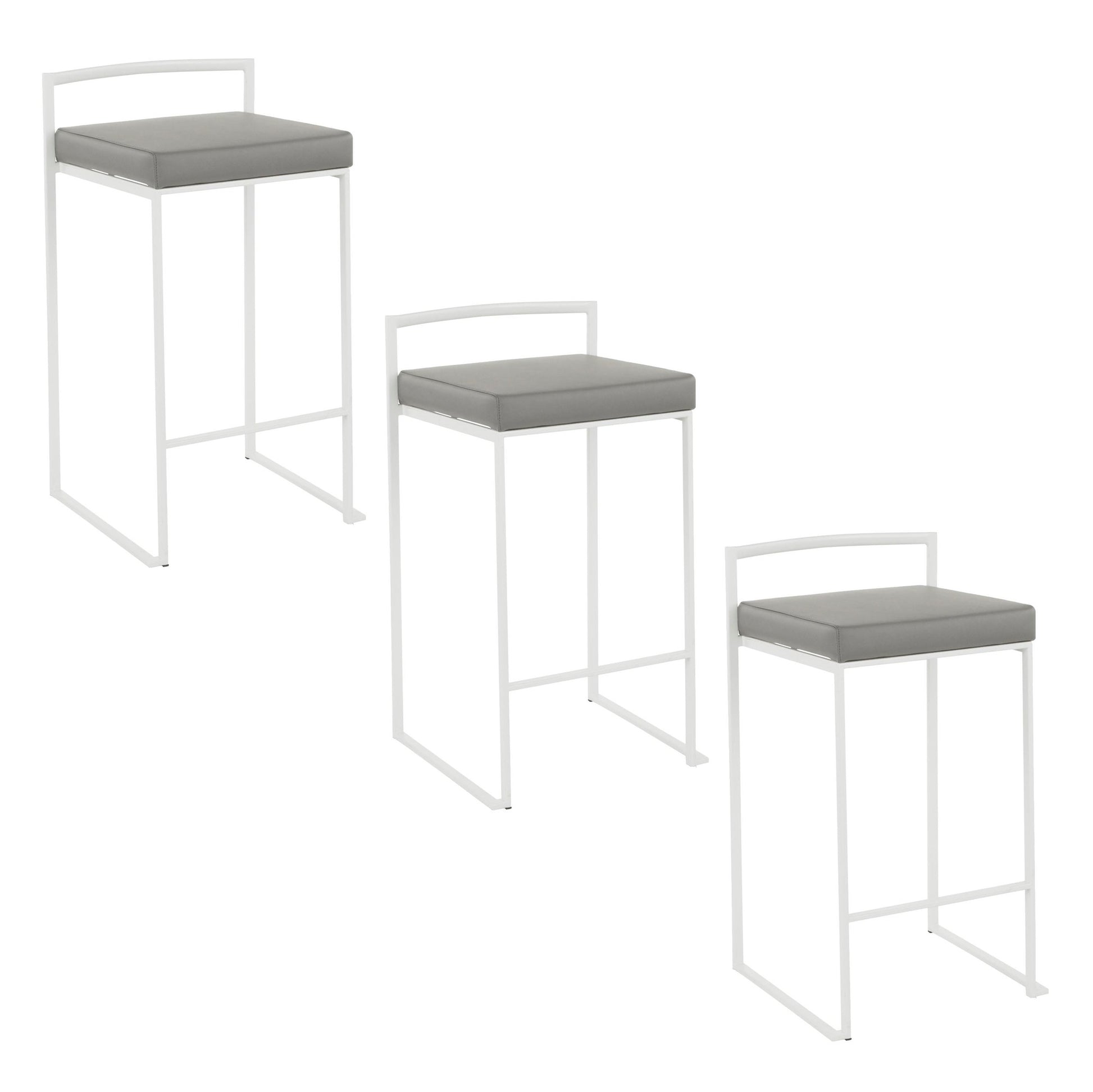 Fuji Stacker 26" Fixed-Height Counter Stool - Set of 3 By LumiSource - B26-FUJIPU WGY3 | Counter Stools | Modishstore - 2