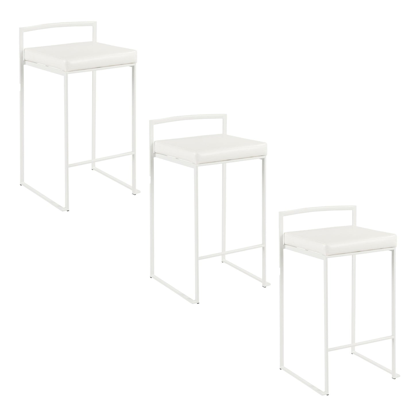 Fuji Stacker 26" Fixed-Height Counter Stool - Set of 3 By LumiSource - B26-FUJIPU WGY3 | Counter Stools | Modishstore - 10