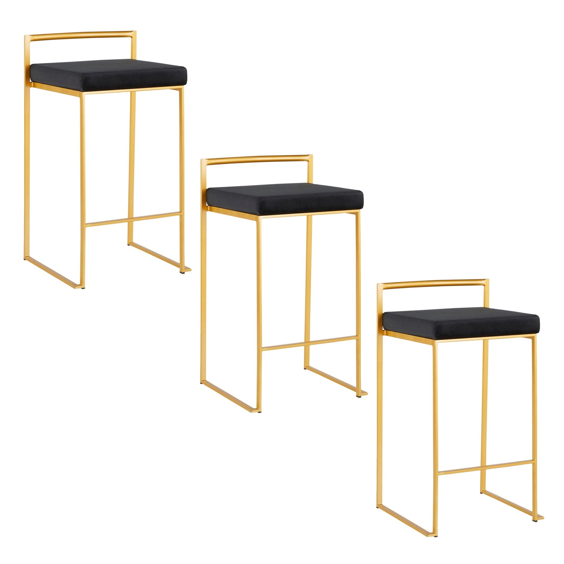 Fuji Stacker 26" Fixed-Height Counter Stool - Set of 3 By LumiSource - B26-FUJIV AUBK3 | Counter Stools | Modishstore - 4