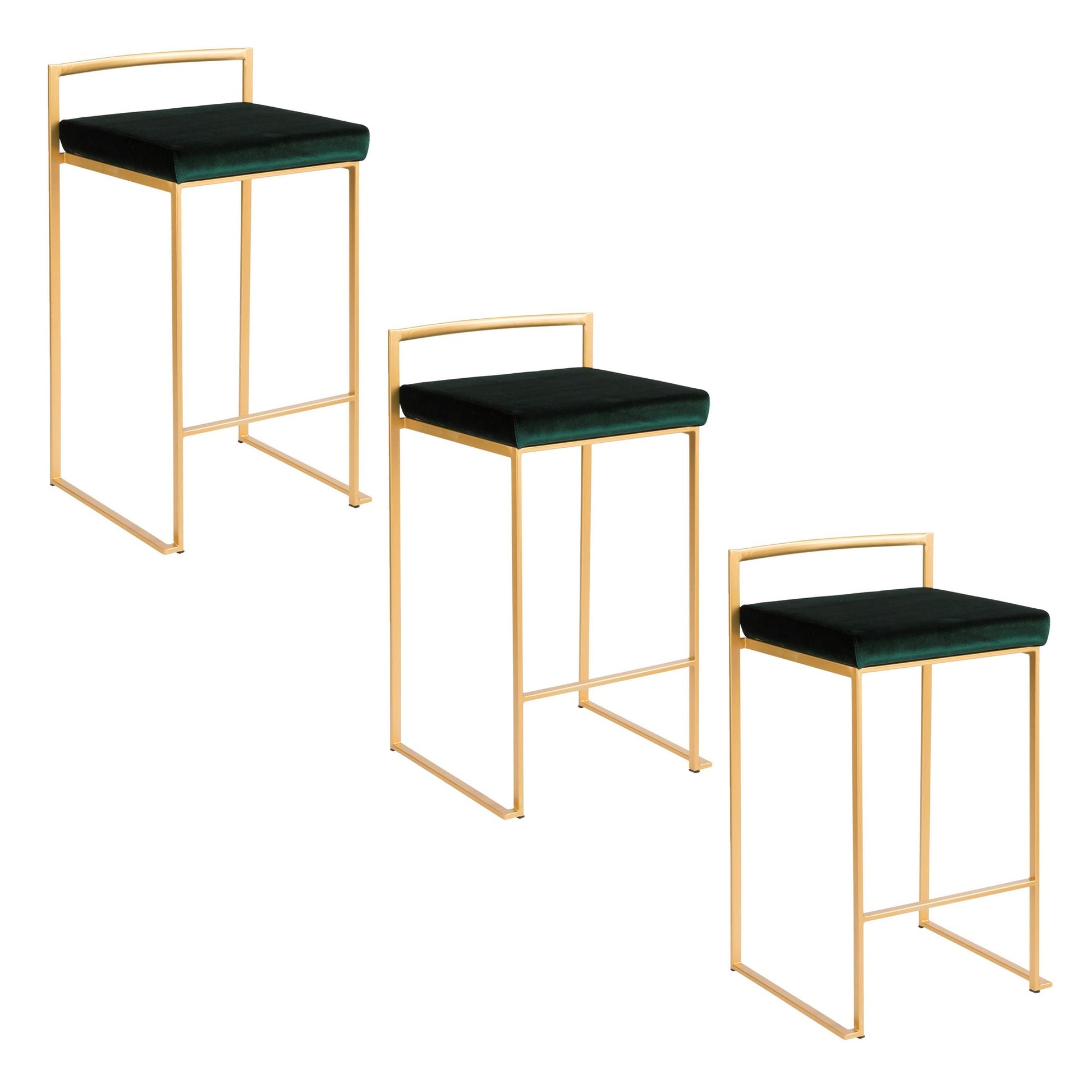 Fuji Stacker 26" Fixed-Height Counter Stool - Set of 3 By LumiSource - B26-FUJIV AUBK3 | Counter Stools | Modishstore - 23