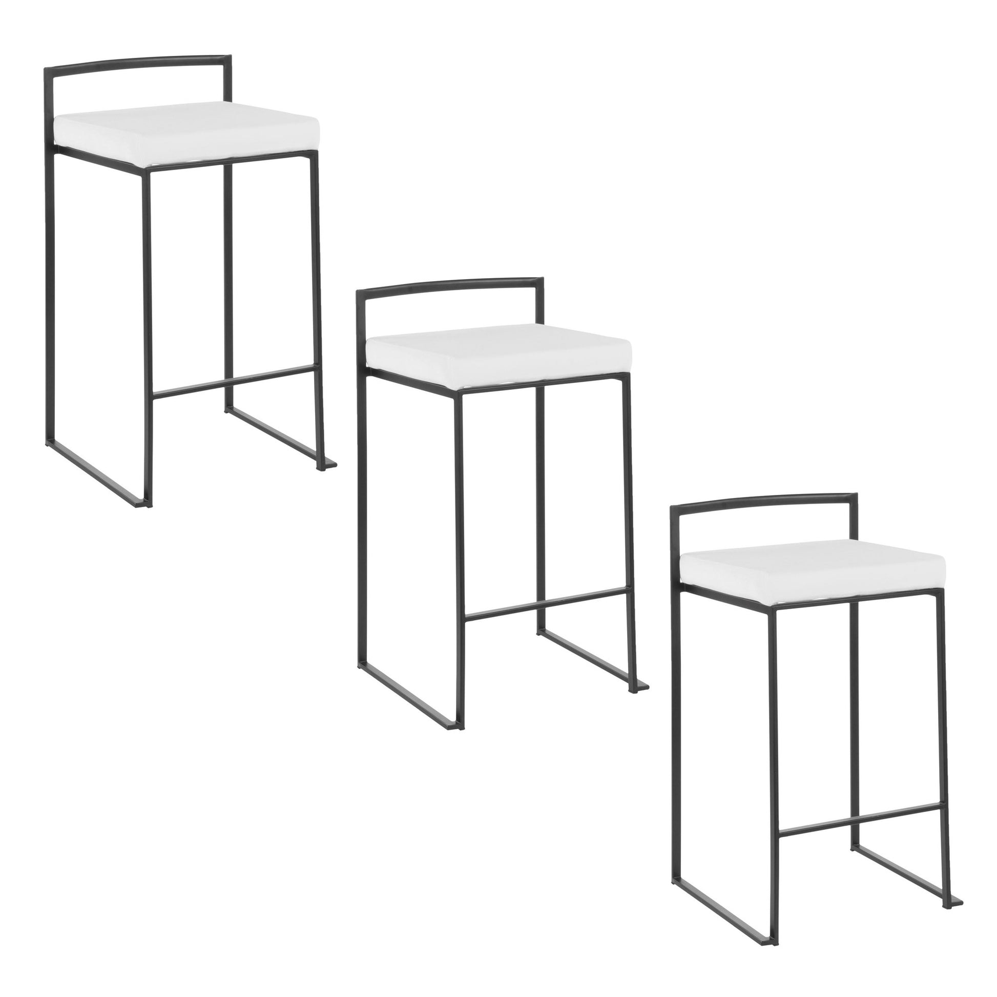 Fuji Stacker 26" Fixed-Height Counter Stool - Set of 3 By LumiSource - B26-FUJIV BKBK3 | Counter Stools | Modishstore - 15