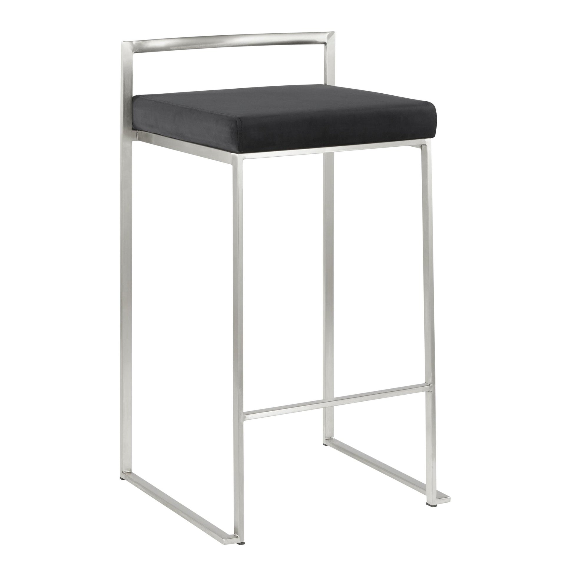 Fuji Stacker 26" Fixed-Height Counter Stool - Set of 3 By LumiSource - B26-FUJIV SSBK3 | Counter Stools | Modishstore - 6