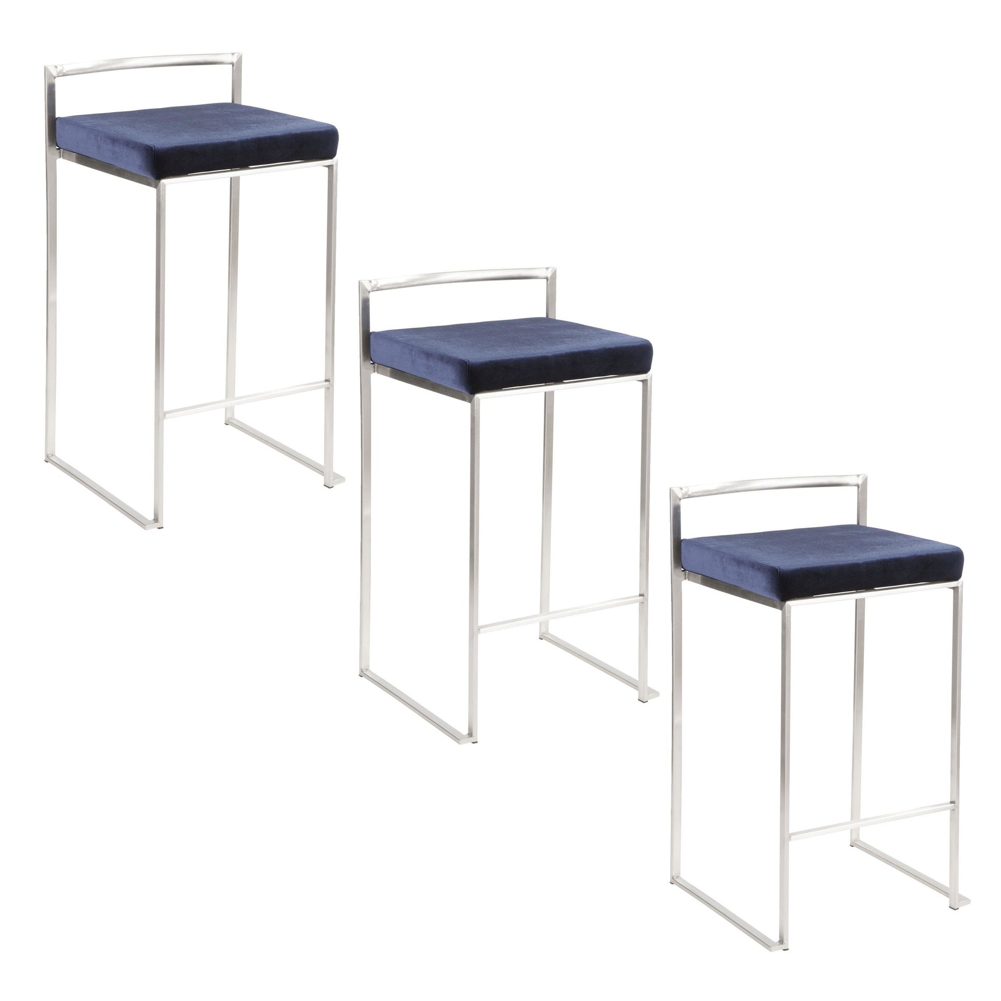 Fuji Stacker 26" Fixed-Height Counter Stool - Set of 3 By LumiSource - B26-FUJIV SSBK3 | Counter Stools | Modishstore - 15