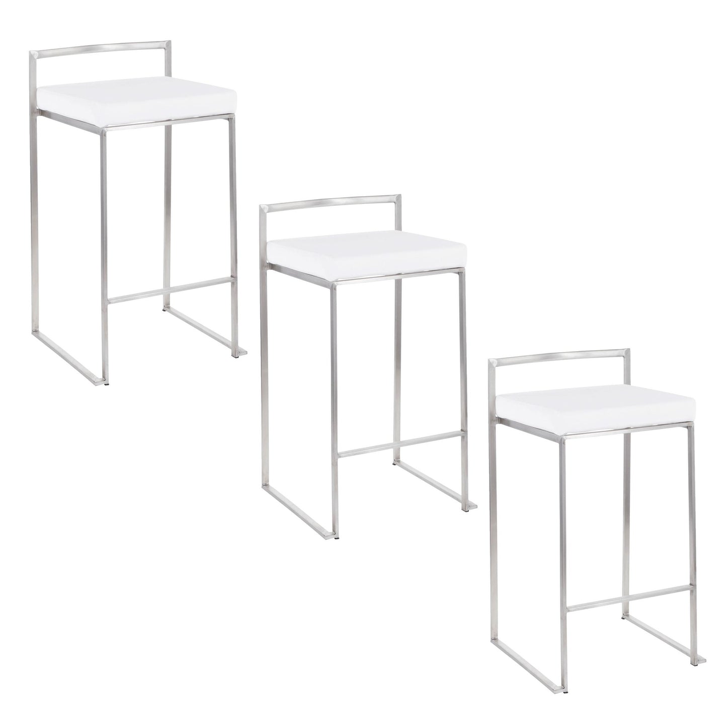 Fuji Stacker 26" Fixed-Height Counter Stool - Set of 3 By LumiSource - B26-FUJIV SSBK3 | Counter Stools | Modishstore - 25