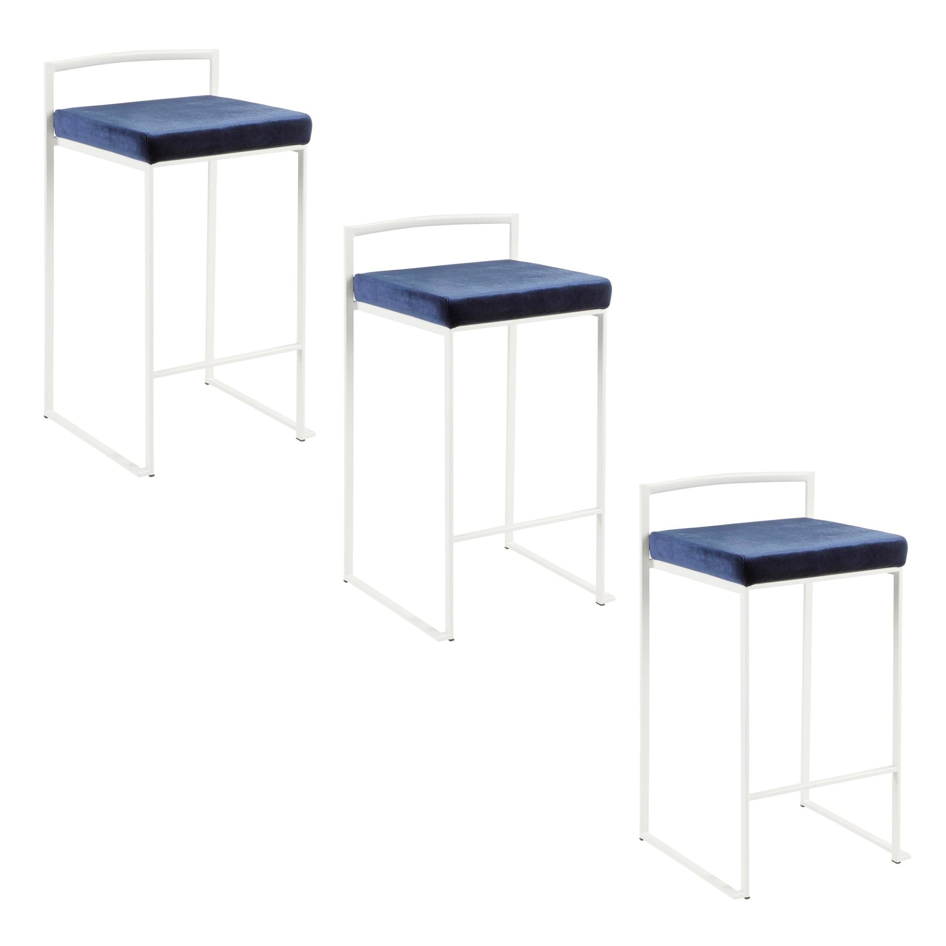 Fuji Stacker 26" Fixed-Height Counter Stool - Set of 3 By LumiSource - B26-FUJIV WBU3 | Counter Stools | Modishstore - 3