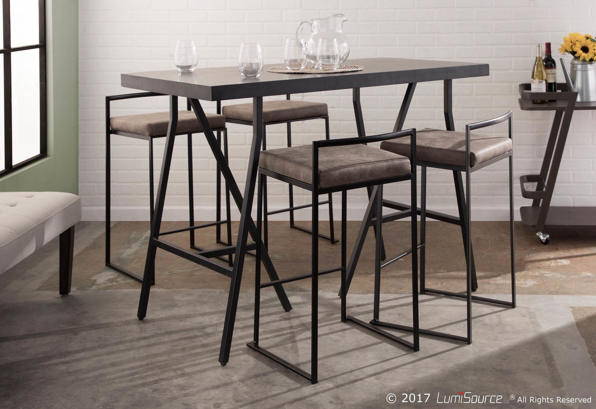 Fuji Stacker 26" Fixed-Height Counter Stool - Set of 3 By LumiSource - B26-FUJIFB BKBN3 | Counter Stools | Modishstore - 24