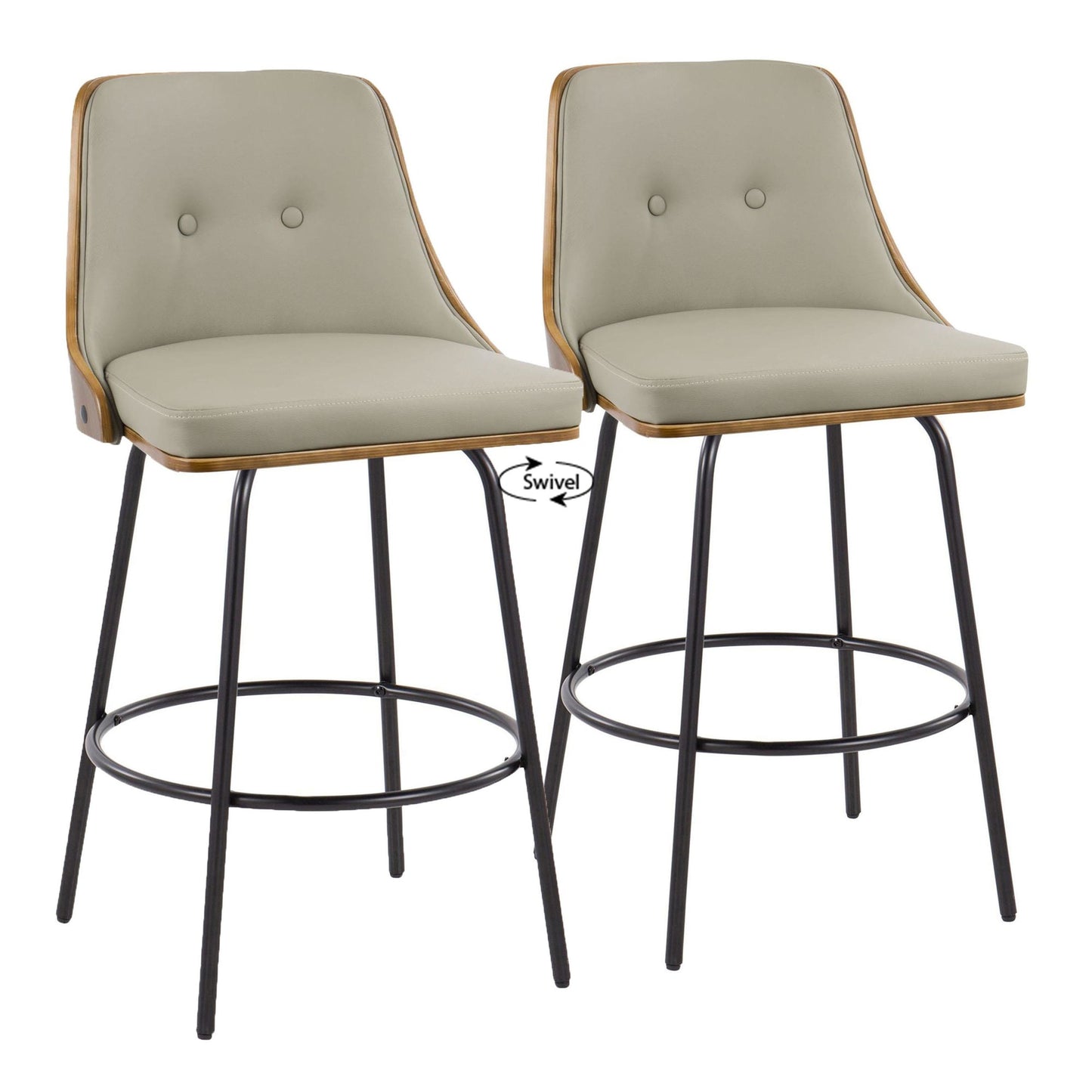 Gianna Fixed Height Counter Stool - Set of 2 By LumiSource - B26-GNNPU-CLARQ2 BKWLLGY2 | Counter Stools | Modishstore - 3