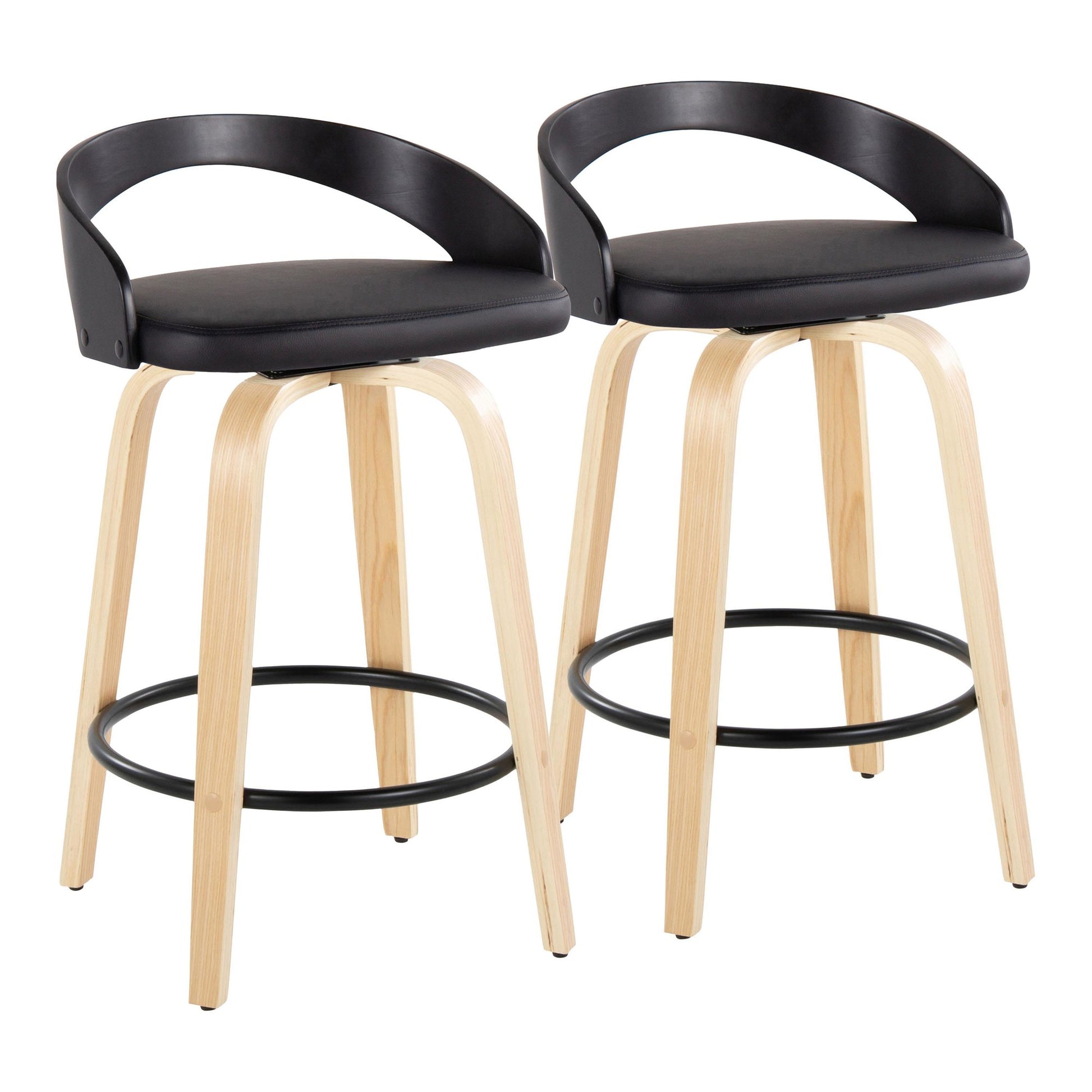 Grotto 26" Fixed-Height Counter Stool - Set of 2 By LumiSource - B26-GROTTOPU-GRTZQ2 NABKBK2 | Counter Stools | Modishstore - 5