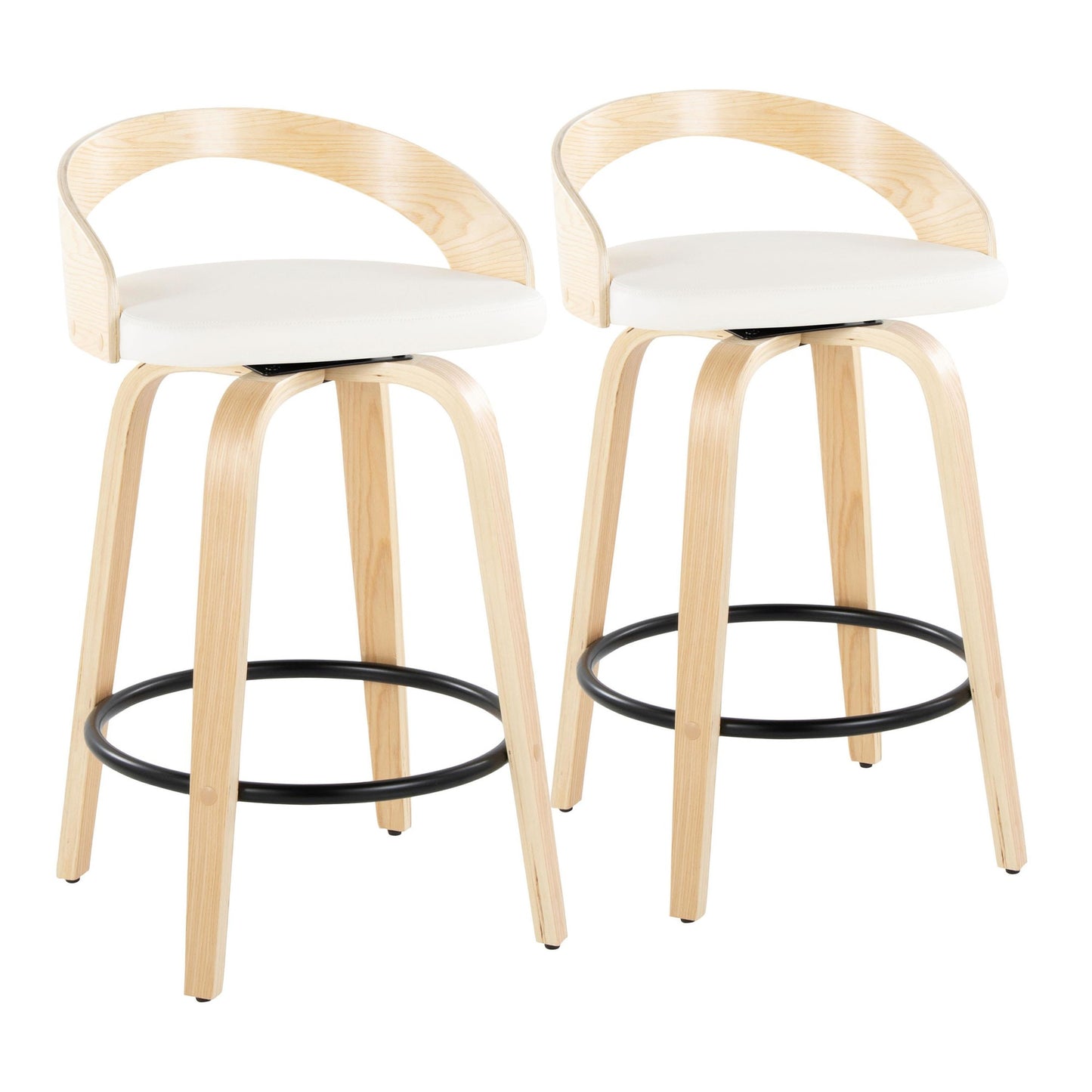 Grotto 26" Fixed-Height Counter Stool - Set of 2 By LumiSource - B26-GROTTOPU-GRTZQ2 NABKBK2 | Counter Stools | Modishstore - 29