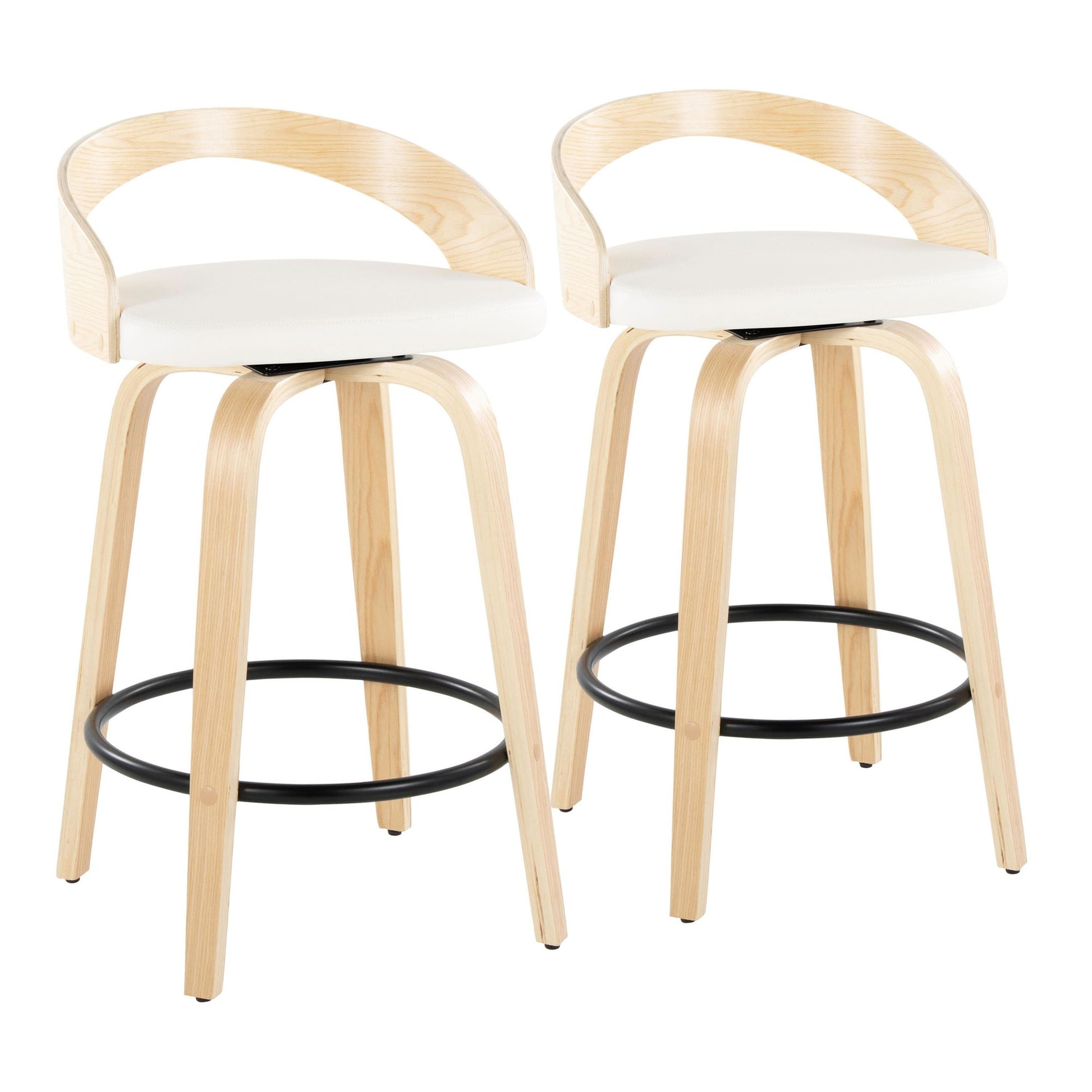 Grotto 26" Fixed-Height Counter Stool - Set of 2 By LumiSource - B26-GROTTOPU-GRTZQ2 NABKBK2 | Counter Stools | Modishstore - 29