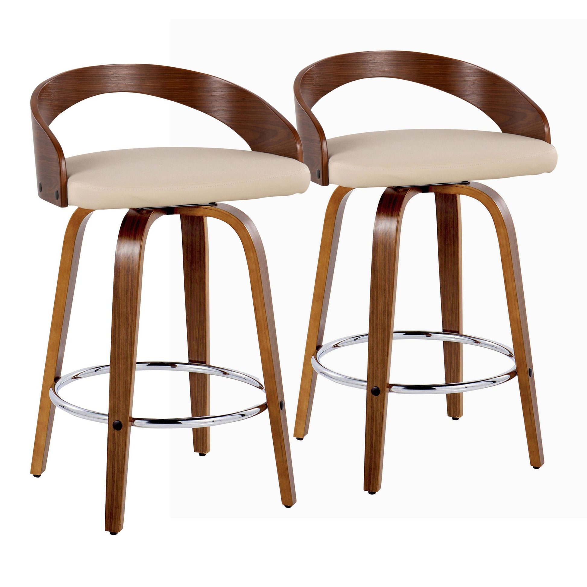 Grotto 26" Fixed-Height Counter Stool - Set of 2 By LumiSource - B26-GROTTOPU-GRTZR2 WLWLBN2 | Counter Stools | Modishstore - 15