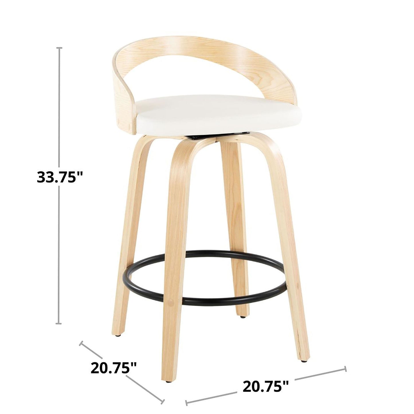 Grotto 26" Fixed-Height Counter Stool - Set of 2 By LumiSource - B26-GROTTOPU-GRTZQ2 NABKBK2 | Counter Stools | Modishstore - 34