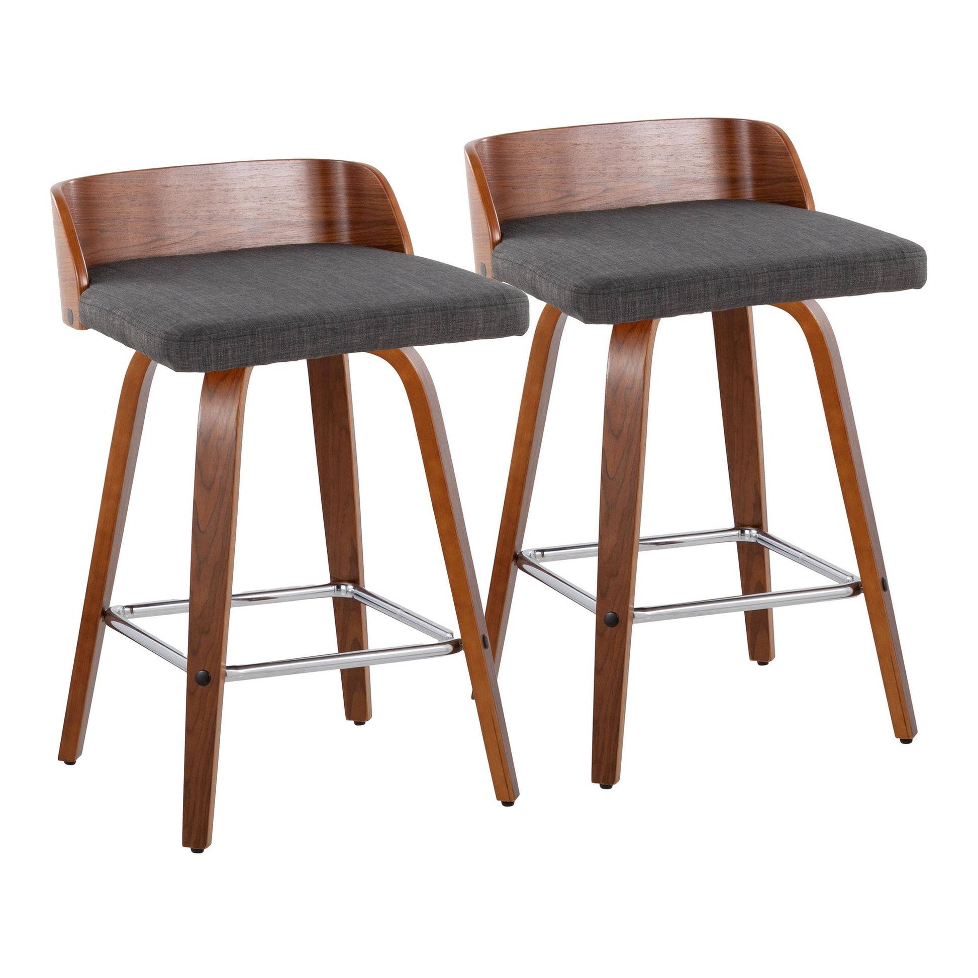 Maya 26" Fixed-Height Counter Stool - Set of 2 By LumiSource - B26-MAYAFB-GRTZS2 WLWLCHAR2 | Counter Stools | Modishstore - 5