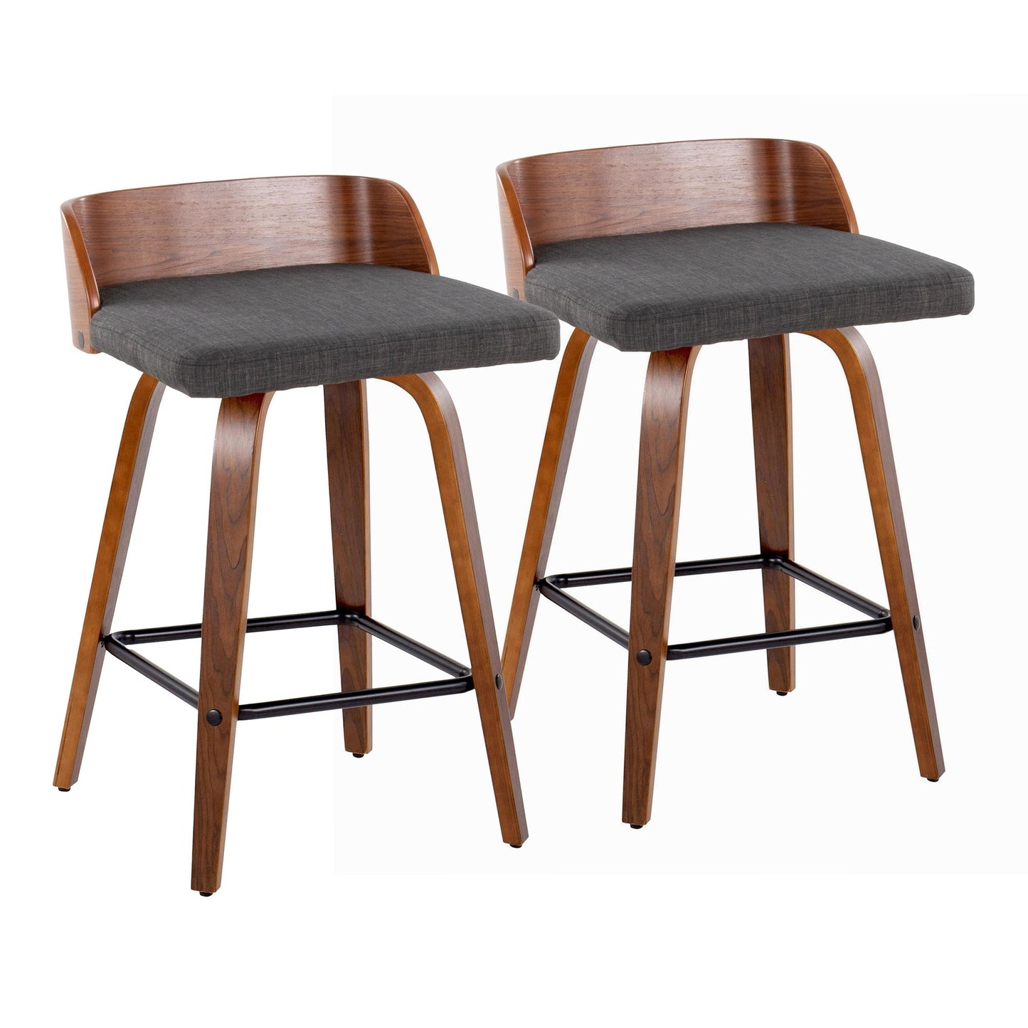 Maya 26" Fixed-Height Counter Stool - Set of 2 By LumiSource - B26-MAYAFB-GRTZX2 WLWLCHAR2 | Counter Stools | Modishstore - 5