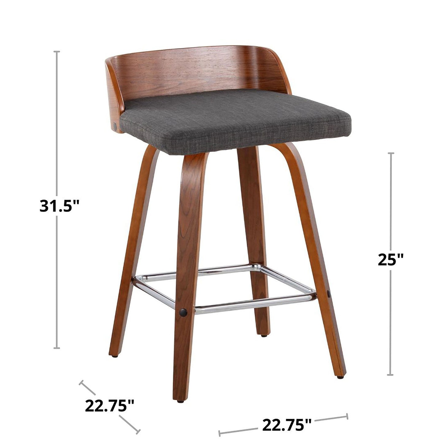 Maya 26" Fixed-Height Counter Stool - Set of 2 By LumiSource - B26-MAYAFB-GRTZS2 WLWLCHAR2 | Counter Stools | Modishstore - 10