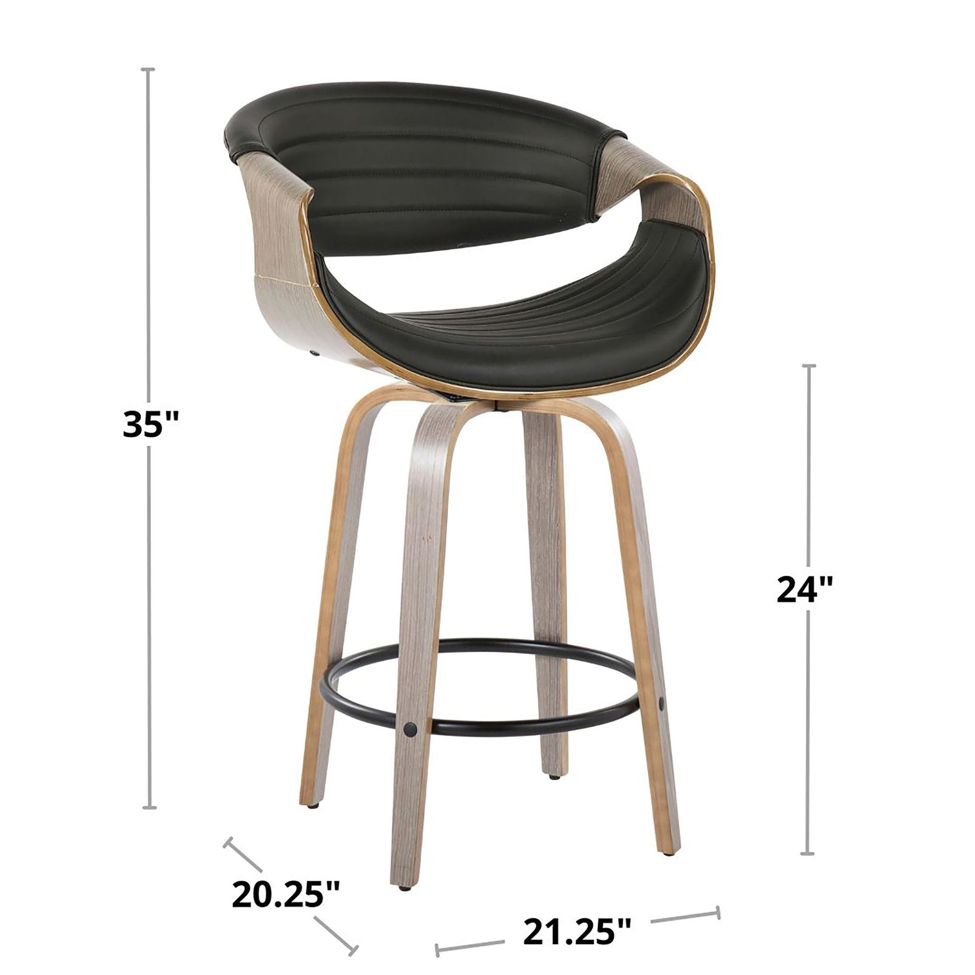 Symphony 26" Fixed-Height Counter Stool - Set of 2 By LumiSource - B26-SYMPPU-GRTZR2 WLWLGY2 | Counter Stools | Modishstore - 10