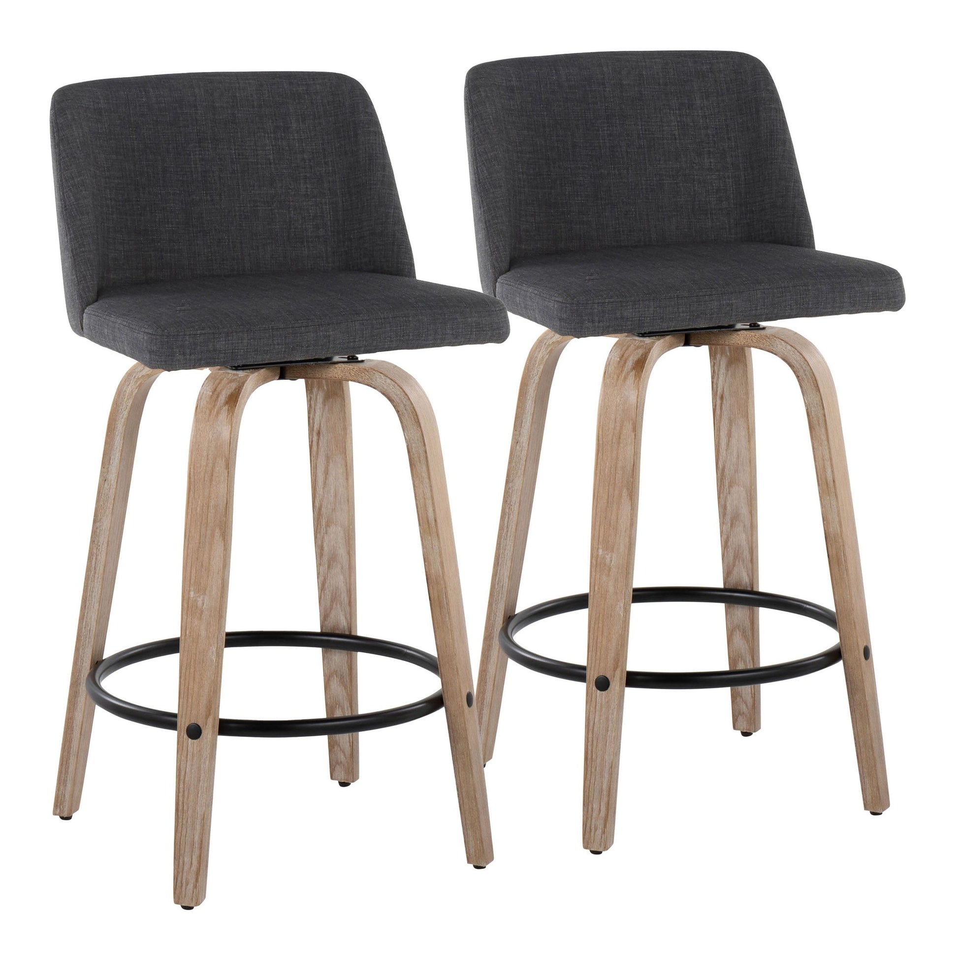 Toriano 26" Fixed-Height Counter Stool - Set of 2 By LumiSource - B26-TRNOFB-GRTZQ2 WWBU2 | Counter Stools | Modishstore - 7