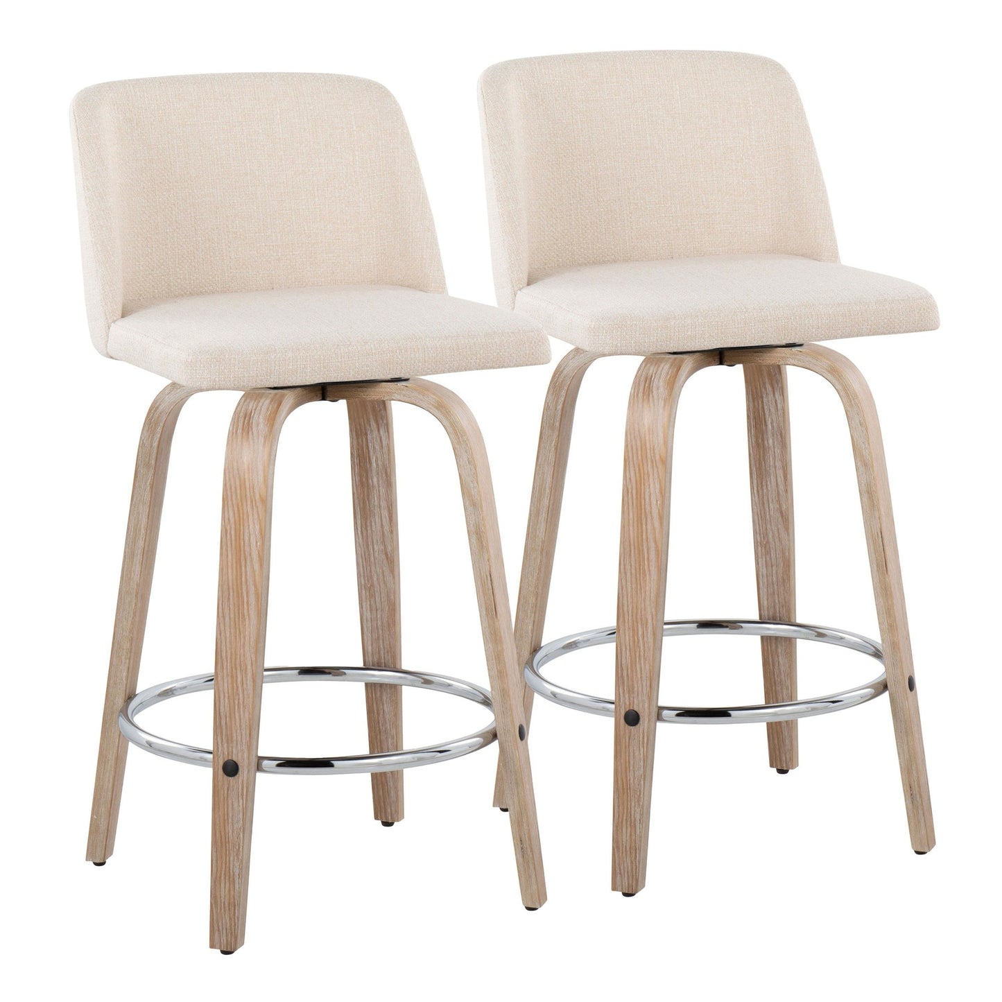 Toriano 26" Fixed-Height Counter Stool - Set of 2 By LumiSource - B26-TRNOFB-GRTZR2 WWNCR2 | Counter Stools | Modishstore - 5