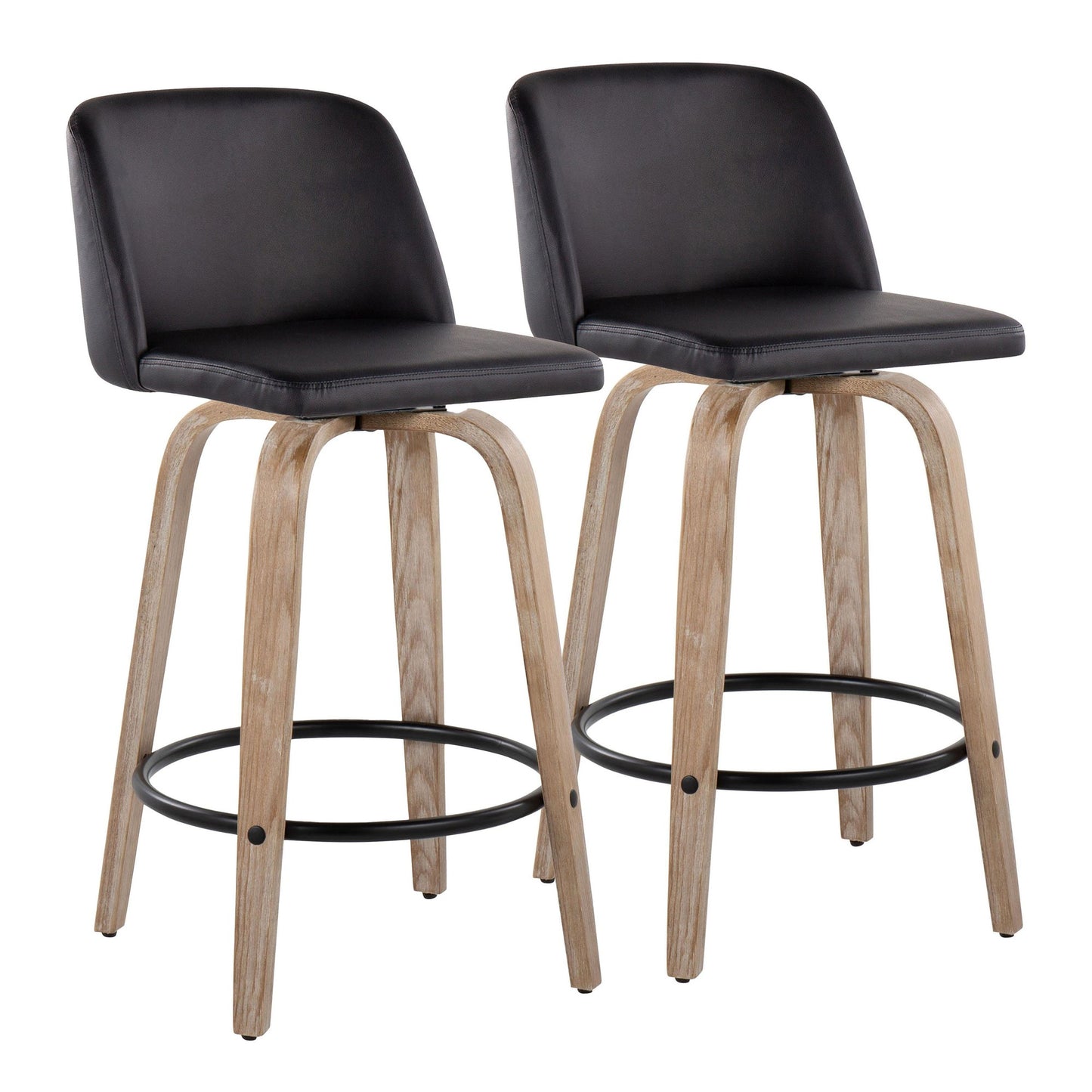 Toriano 26" Fixed-Height Counter Stool - Set of 2 By LumiSource - B26-TRNOPU-GRTZQ2 WWBK2 | Counter Stools | Modishstore - 5