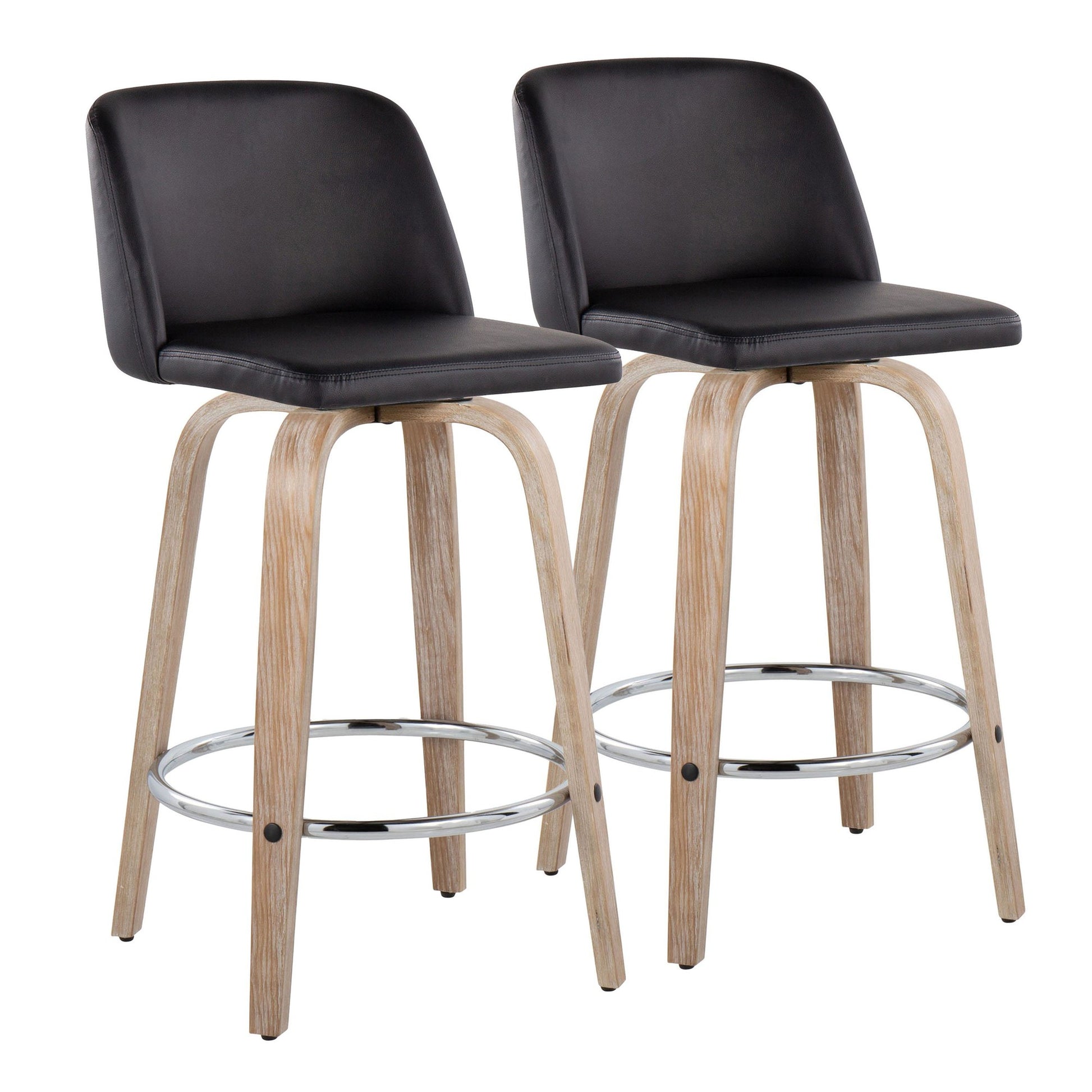 Toriano 26" Fixed-Height Counter Stool - Set of 2 By LumiSource - B26-TRNOPU-GRTZR2 WWBK2 | Counter Stools | Modishstore - 5