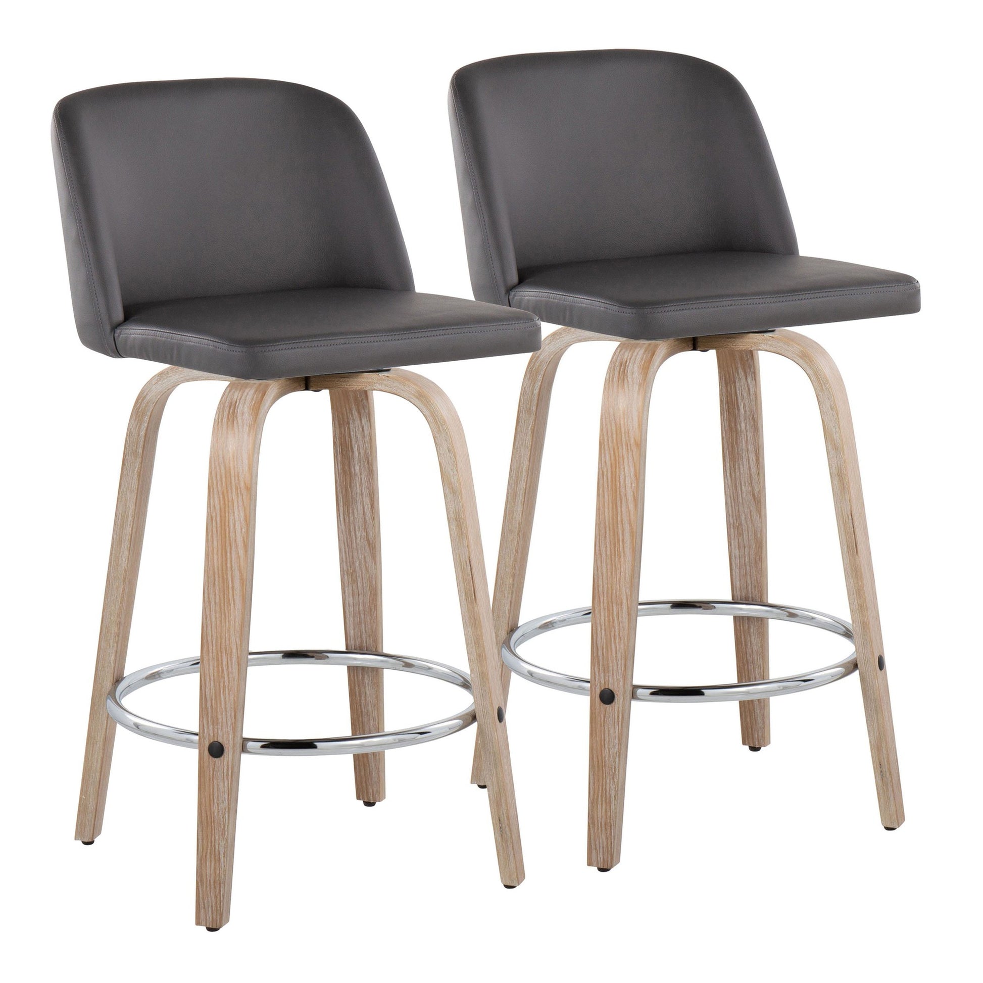 Toriano 26" Fixed-Height Counter Stool - Set of 2 By LumiSource - B26-TRNOPU-GRTZR2 WWBK2 | Counter Stools | Modishstore - 25