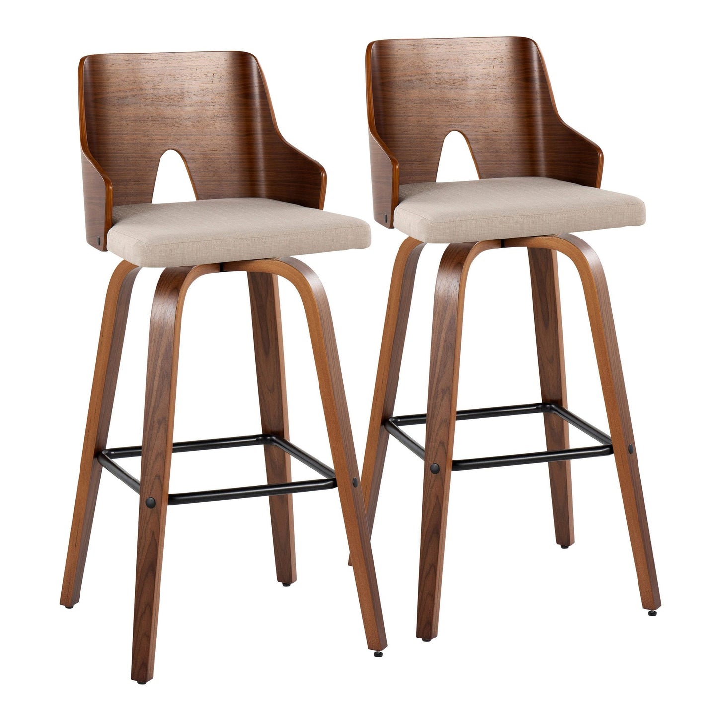 Ariana 30" Fixed-Height Barstool - Set of 2 By LumiSource - B30-ARIA-GRTZX2 WLWLBG2 | Bar Stools | Modishstore - 5