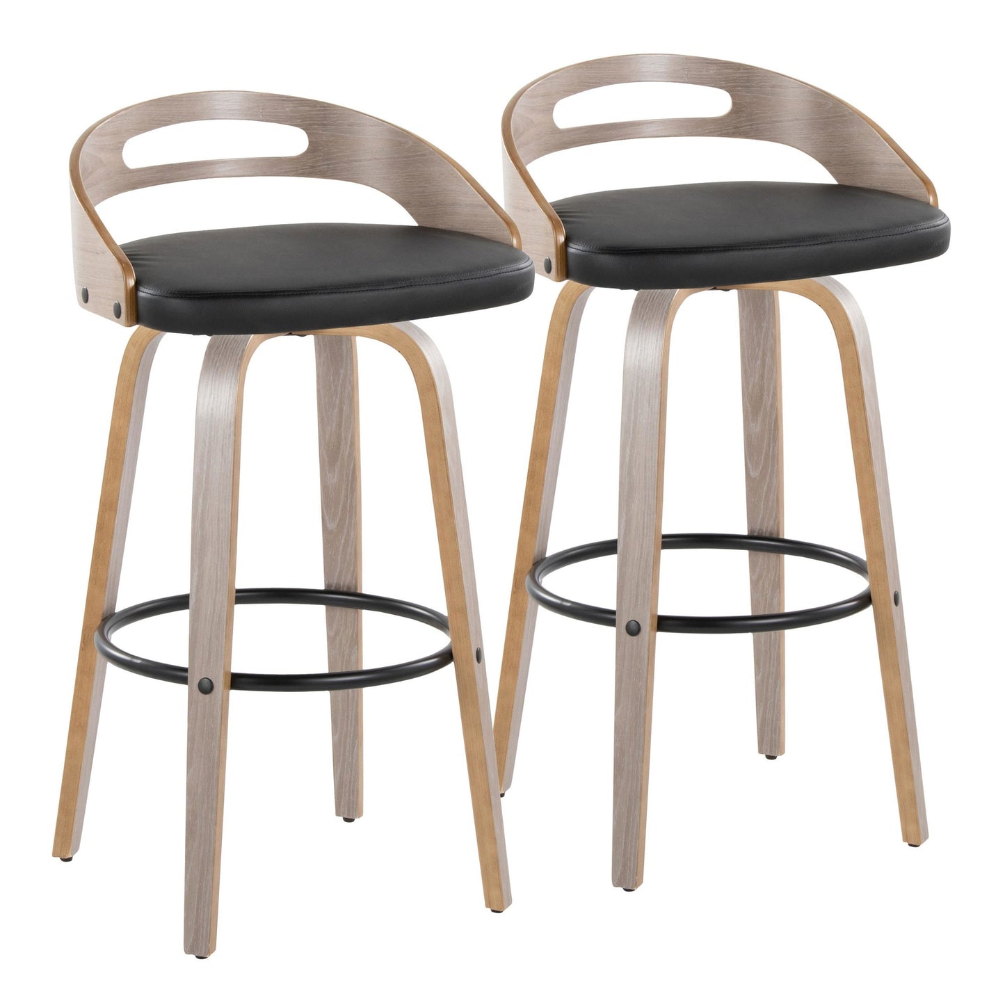 Cassis 30" Fixed-Height Barstool - Set of 2 By LumiSource - B30-CASSISPU-GRTZQ2 LGYLGYBK2 | Bar Stools | Modishstore - 5