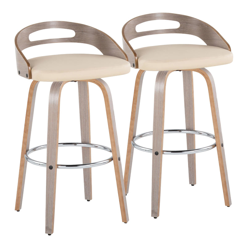 Cassis 30" Fixed-Height Barstool - Set of 2 By LumiSource - B30-CASSISPU-GRTZR2 LGYLGYCR2 | Bar Stools | Modishstore