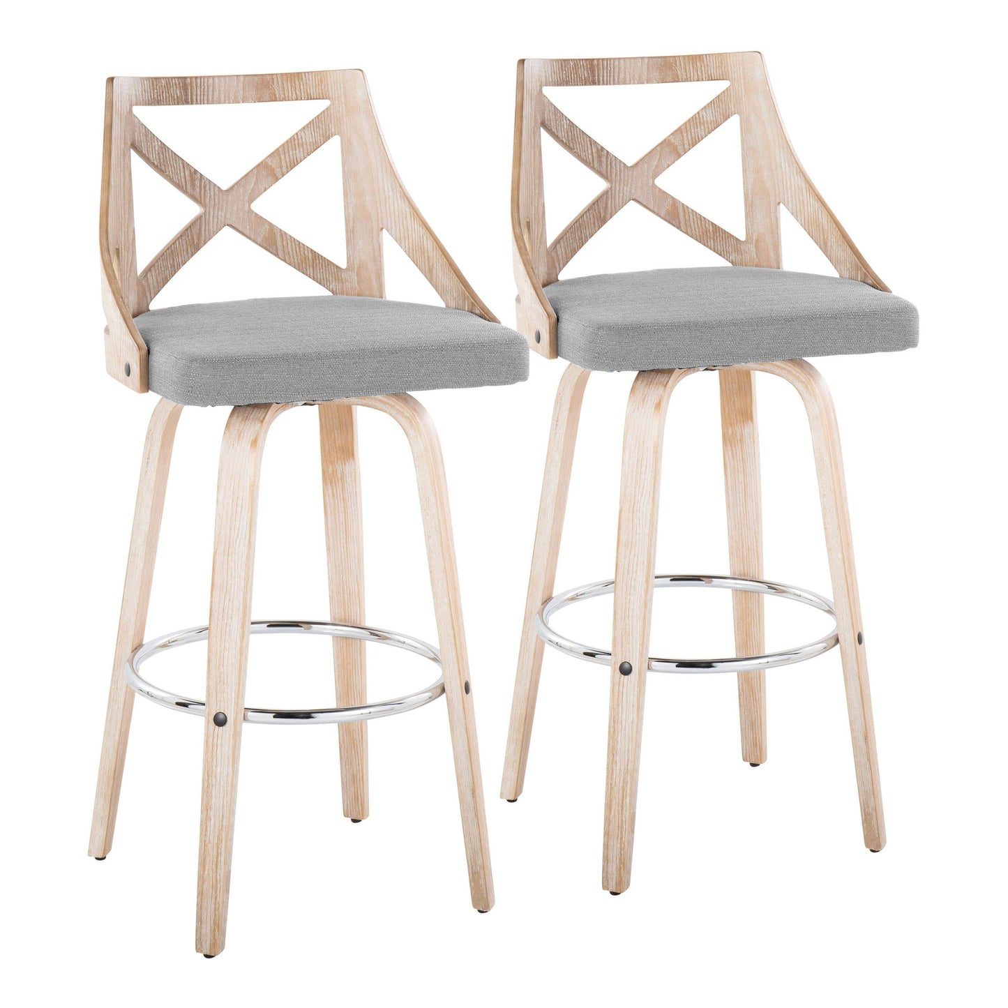 Charlotte 30" Fixed-Height Barstool - Set of 2 By LumiSource - B30-CHARLOTFB-GRTZR2 LGYLGYCR2 | Bar Stools | Modishstore - 20