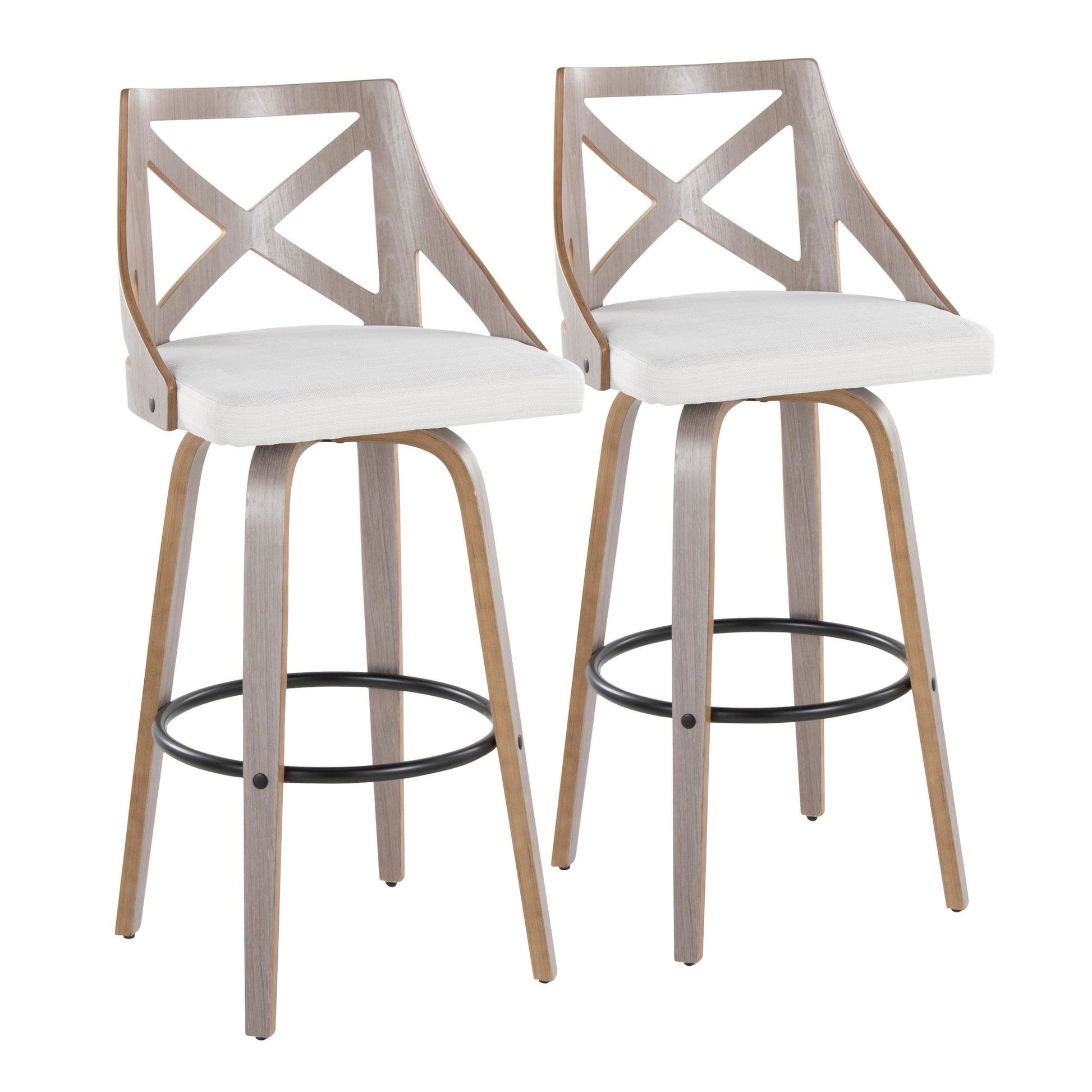 Charlotte 30" Fixed-Height Barstool - Set of 2 By LumiSource - B30-CHARLOTFB-GRTZQ2 LGYLGYCR2 | Bar Stools | Modishstore - 3