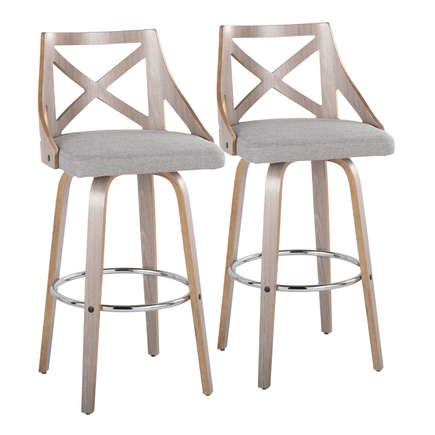 Charlotte 30" Fixed-Height Barstool - Set of 2 By LumiSource - B30-CHARLOTFB-GRTZR2 LGYLGYCR2 | Bar Stools | Modishstore - 12