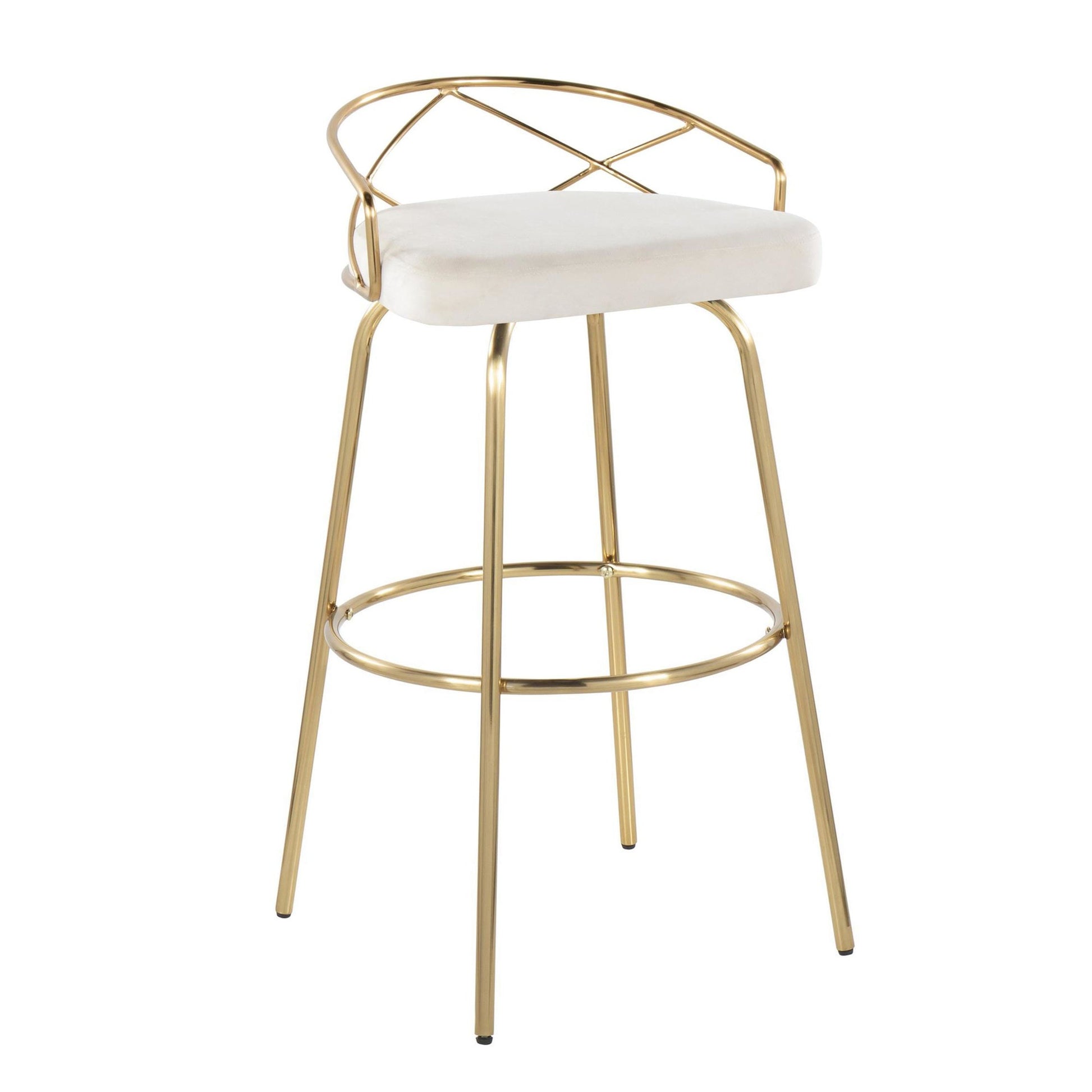 Charlotte Glam 30" Fixed-Height Barstool - Set of 2 By LumiSource - B30-CHARLOTGLAMV-CLARG2 AUCR2 | Bar Stools | Modishstore - 4