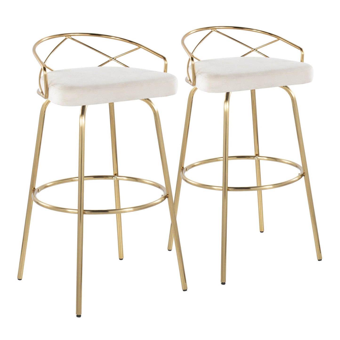 Charlotte Glam 30" Fixed-Height Barstool - Set of 2 By LumiSource - B30-CHARLOTGLAMV-CLARG2 AUCR2 | Bar Stools | Modishstore - 3