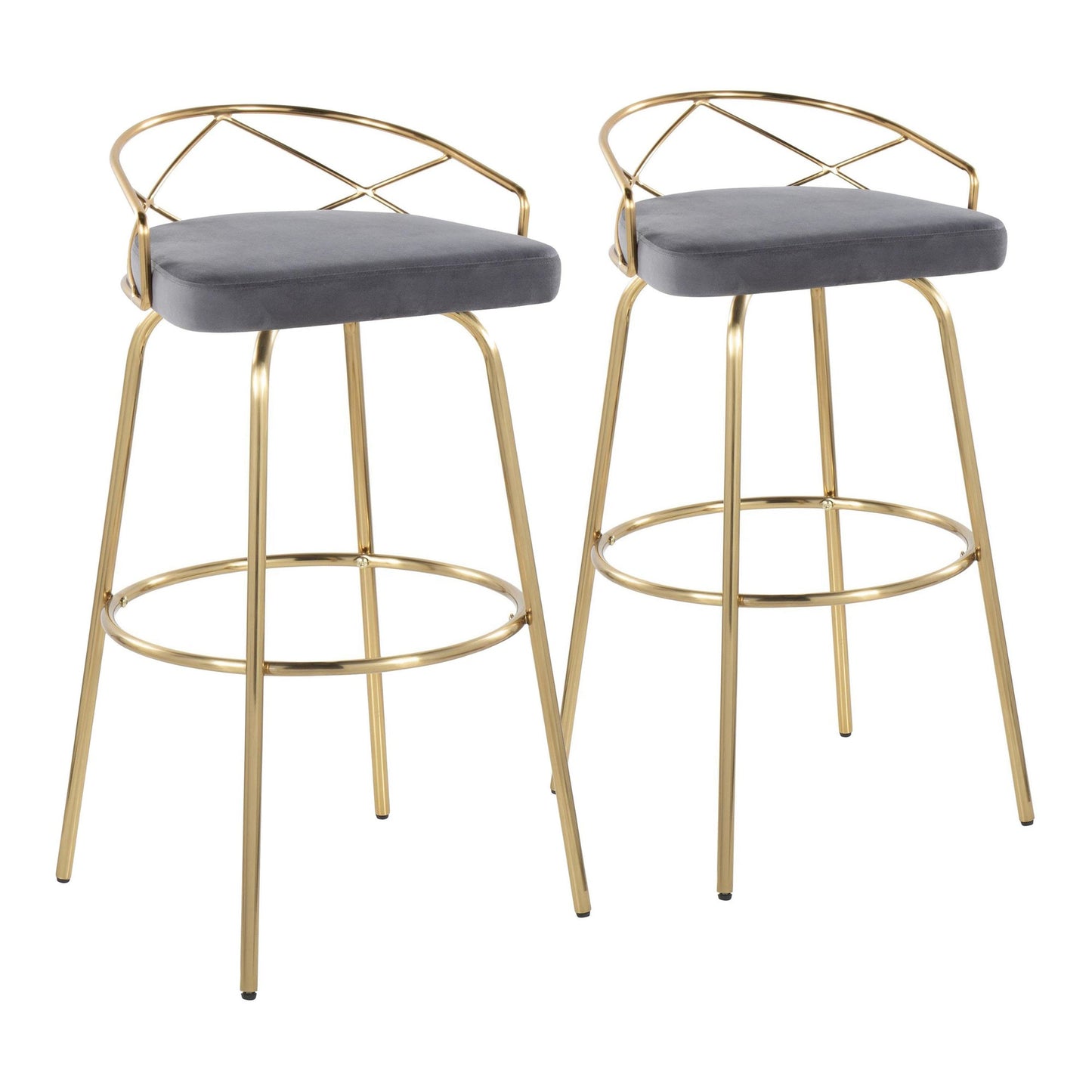 Charlotte Glam 30" Fixed-Height Barstool - Set of 2 By LumiSource - B30-CHARLOTGLAMV-CLARG2 AUCR2 | Bar Stools | Modishstore - 13