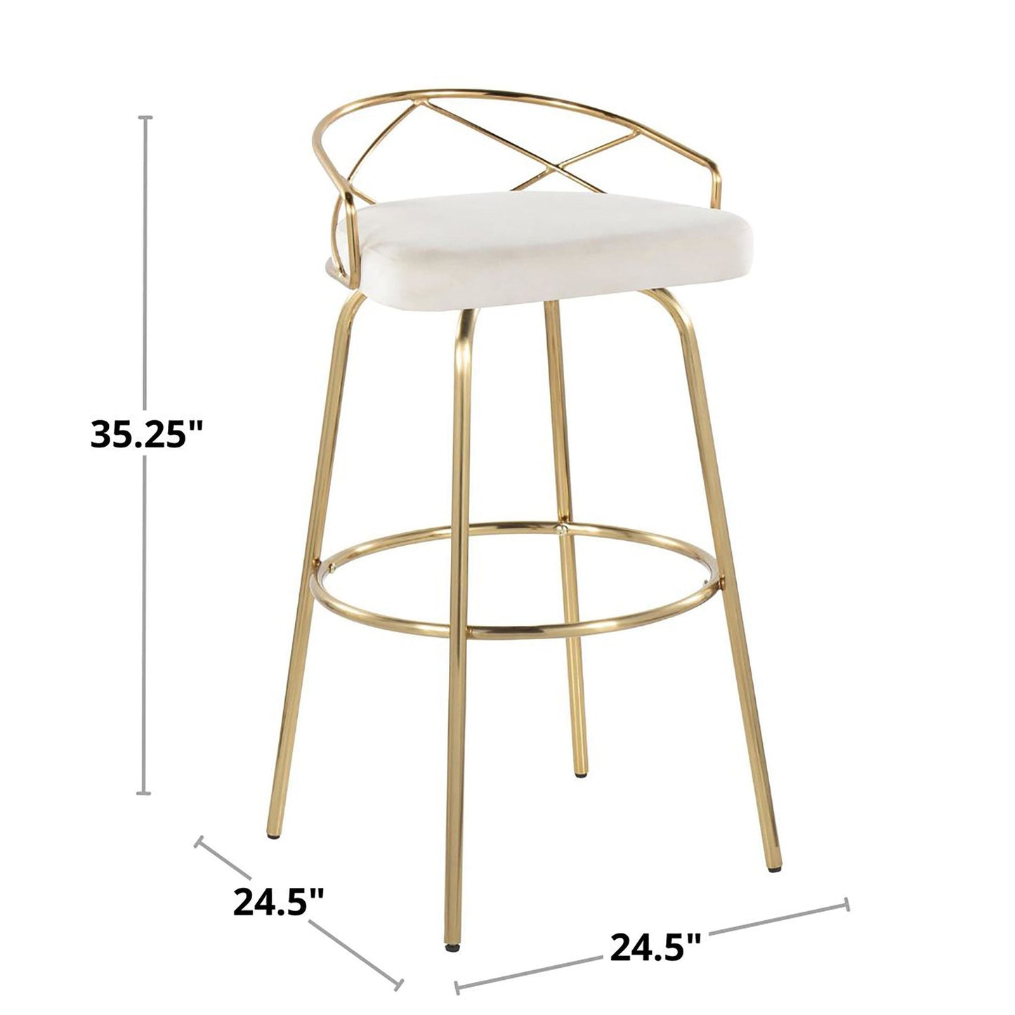 Charlotte Glam 30" Fixed-Height Barstool - Set of 2 By LumiSource - B30-CHARLOTGLAMV-CLARG2 AUCR2 | Bar Stools | Modishstore - 8