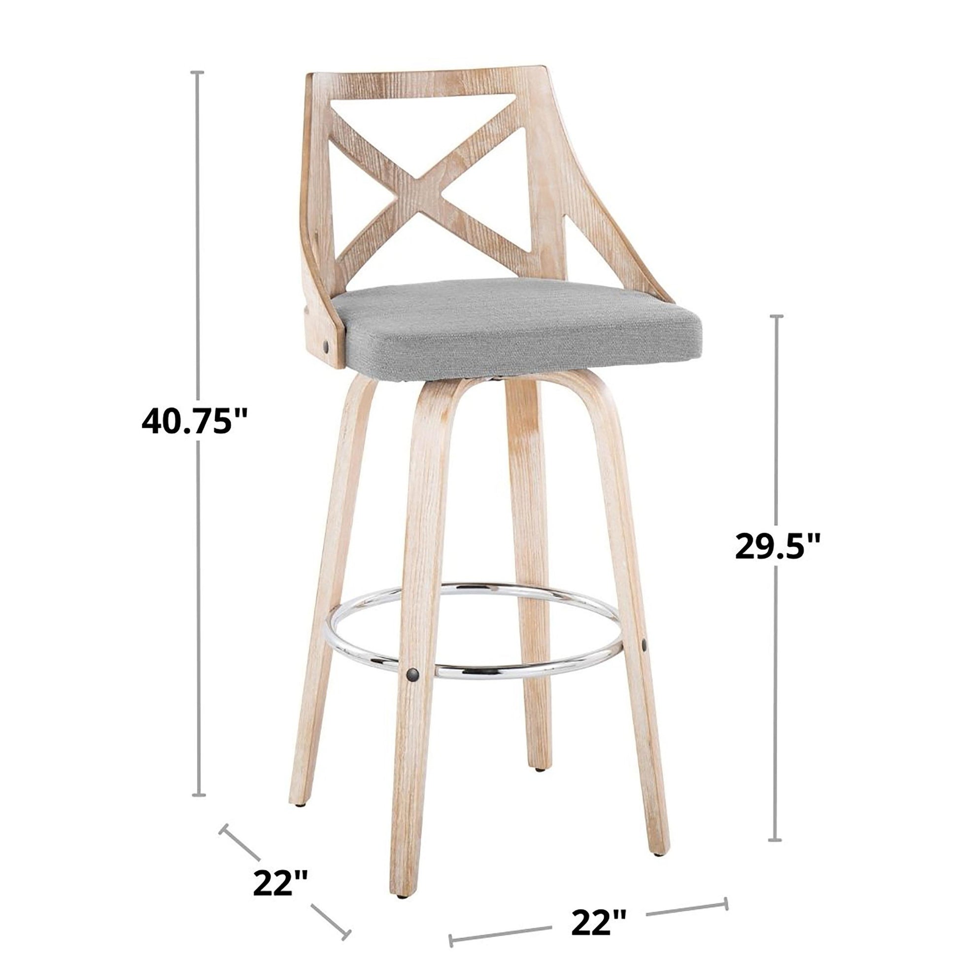 Charlotte 30" Fixed-Height Barstool - Set of 2 By LumiSource - B30-CHARLOTFB-GRTZR2 LGYLGYCR2 | Bar Stools | Modishstore - 17