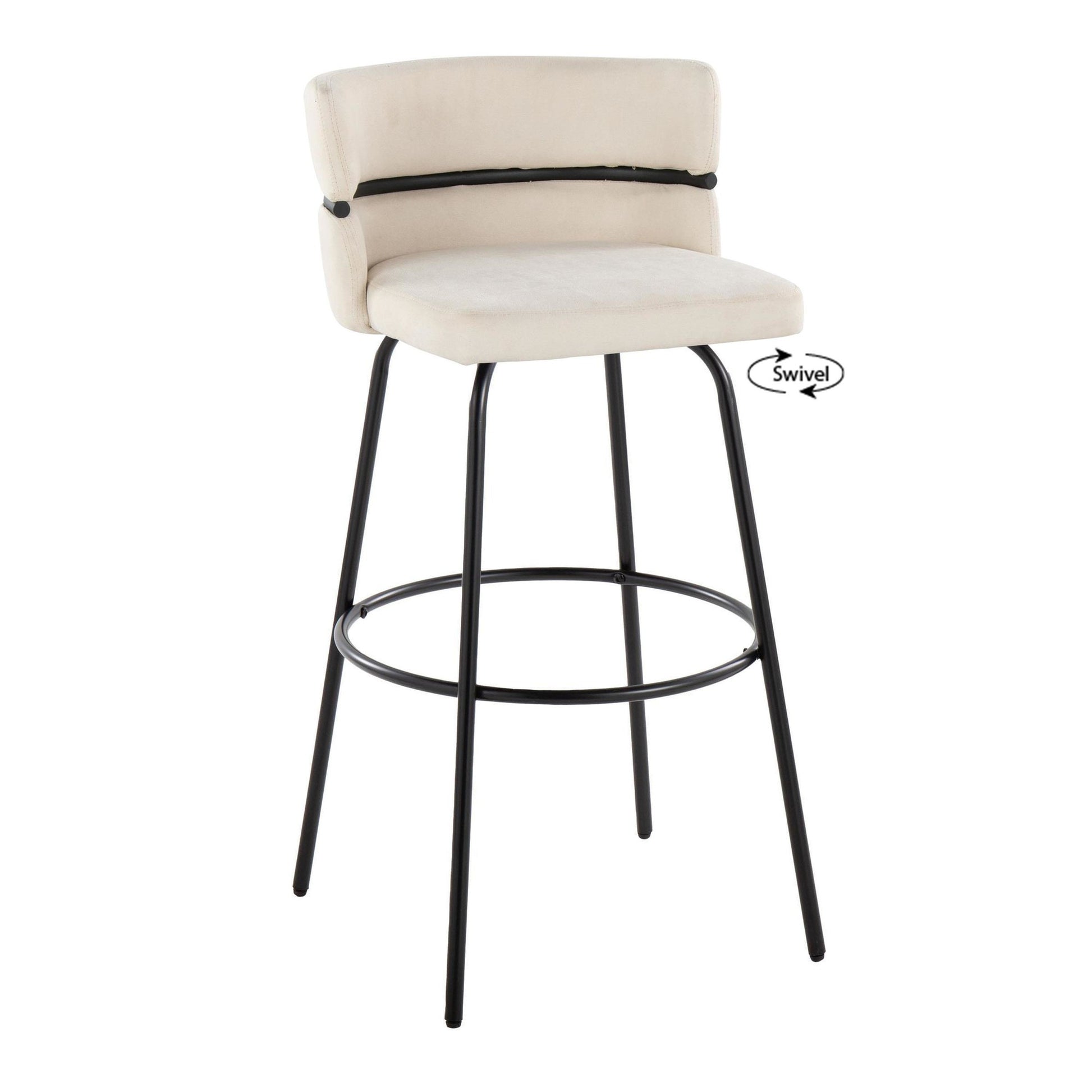 Cinch Claire 30" Fixed-Height Barstool - Set of 2 By LumiSource - B30-CINCH-CLARZQ2 BKBKCR2 | Bar Stools | Modishstore - 6