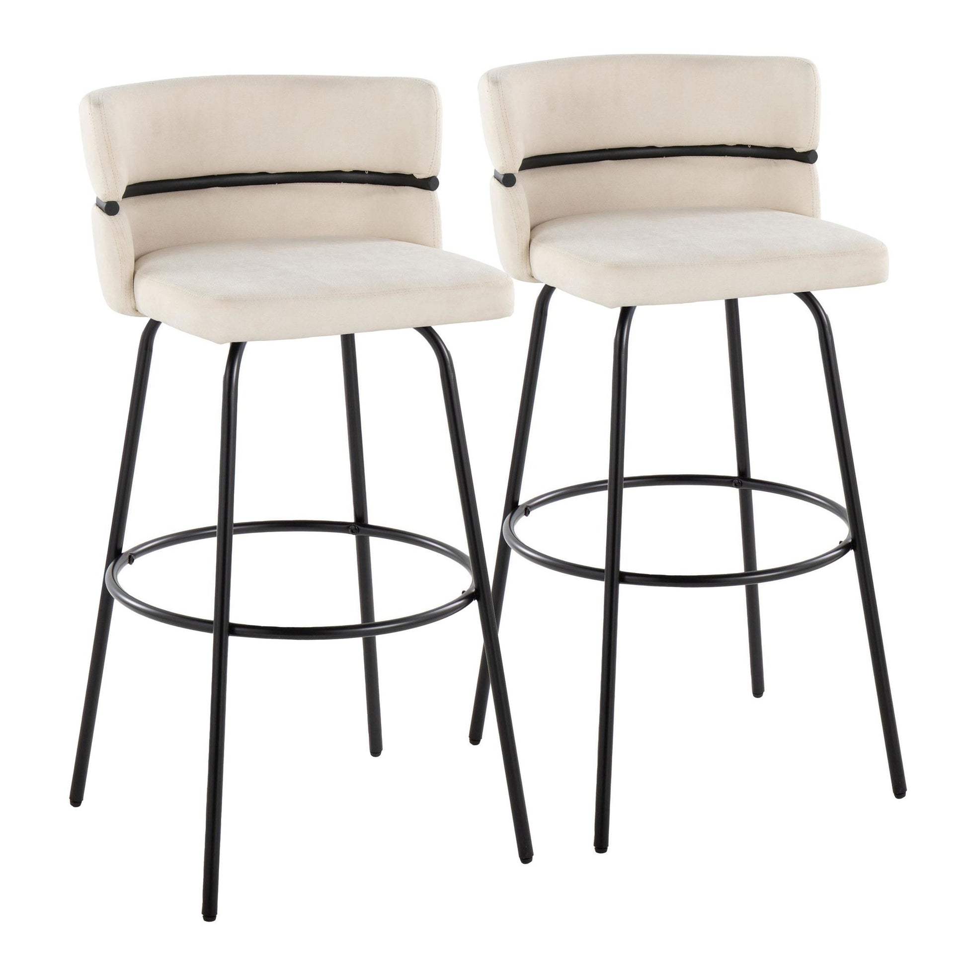 Cinch Claire 30" Fixed-Height Barstool - Set of 2 By LumiSource - B30-CINCH-CLARZQ2 BKBKCR2 | Bar Stools | Modishstore - 5