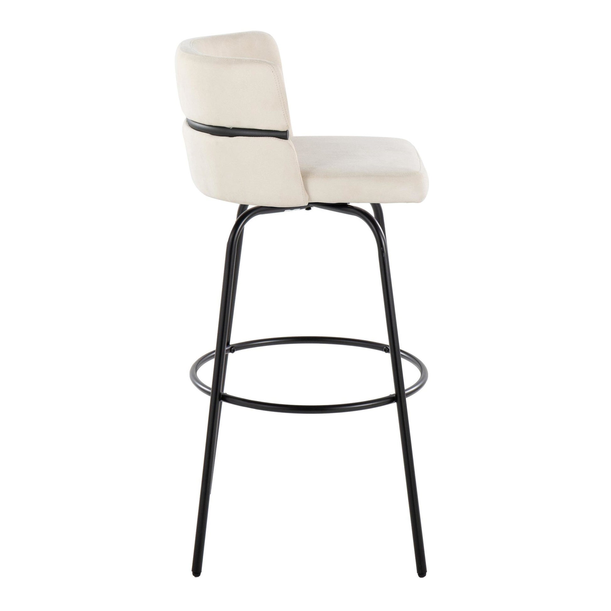 Cinch Claire 30" Fixed-Height Barstool - Set of 2 By LumiSource - B30-CINCH-CLARZQ2 BKBKCR2 | Bar Stools | Modishstore - 7