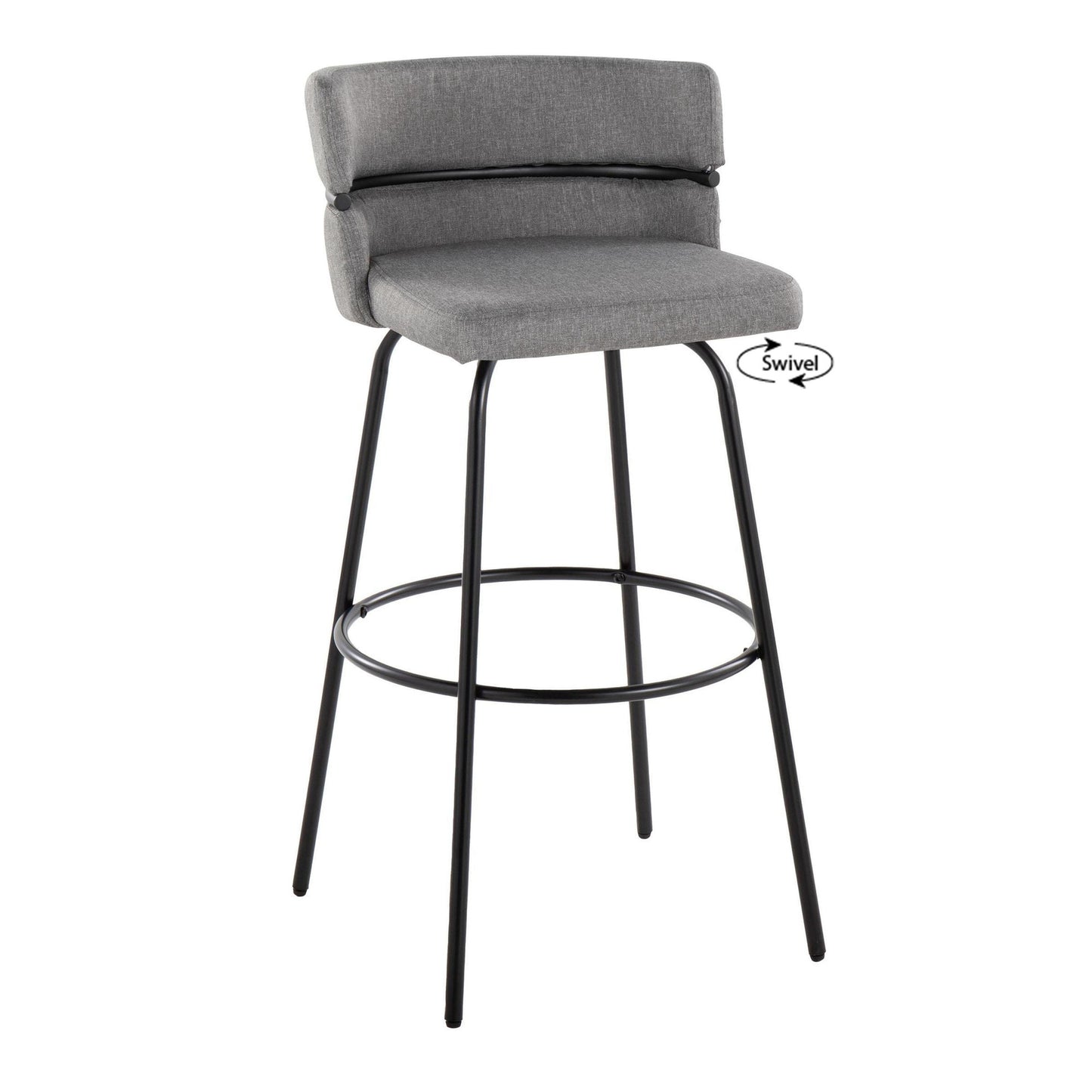 Cinch Claire 30" Fixed-Height Barstool - Set of 2 By LumiSource - B30-CINCH-CLARZQ2 BKBKCR2 | Bar Stools | Modishstore - 14