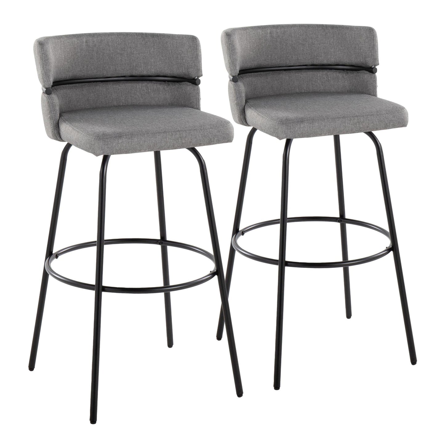 Cinch Claire 30" Fixed-Height Barstool - Set of 2 By LumiSource - B30-CINCH-CLARZQ2 BKBKCR2 | Bar Stools | Modishstore - 13