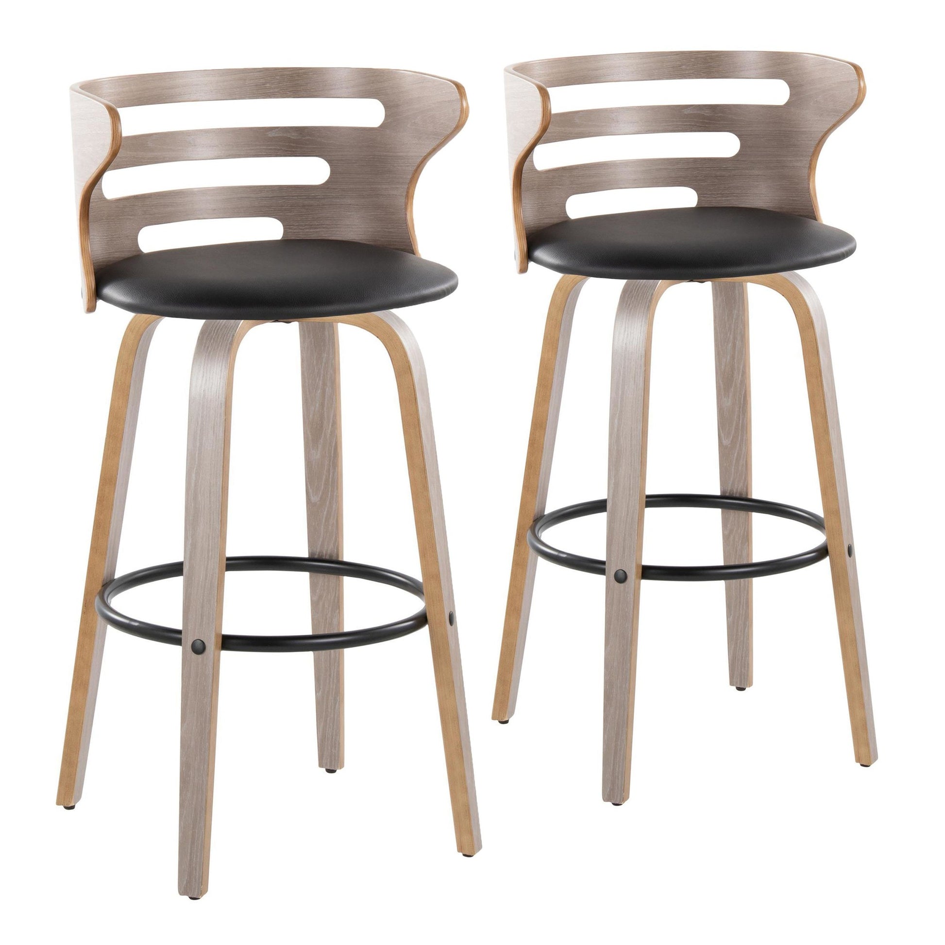 Cosini 30" Fixed-Height Barstool - Set of 2 By LumiSource - B30-COSIPU-GRTZQ2 LGYLGYBK2 | Bar Stools | Modishstore - 5