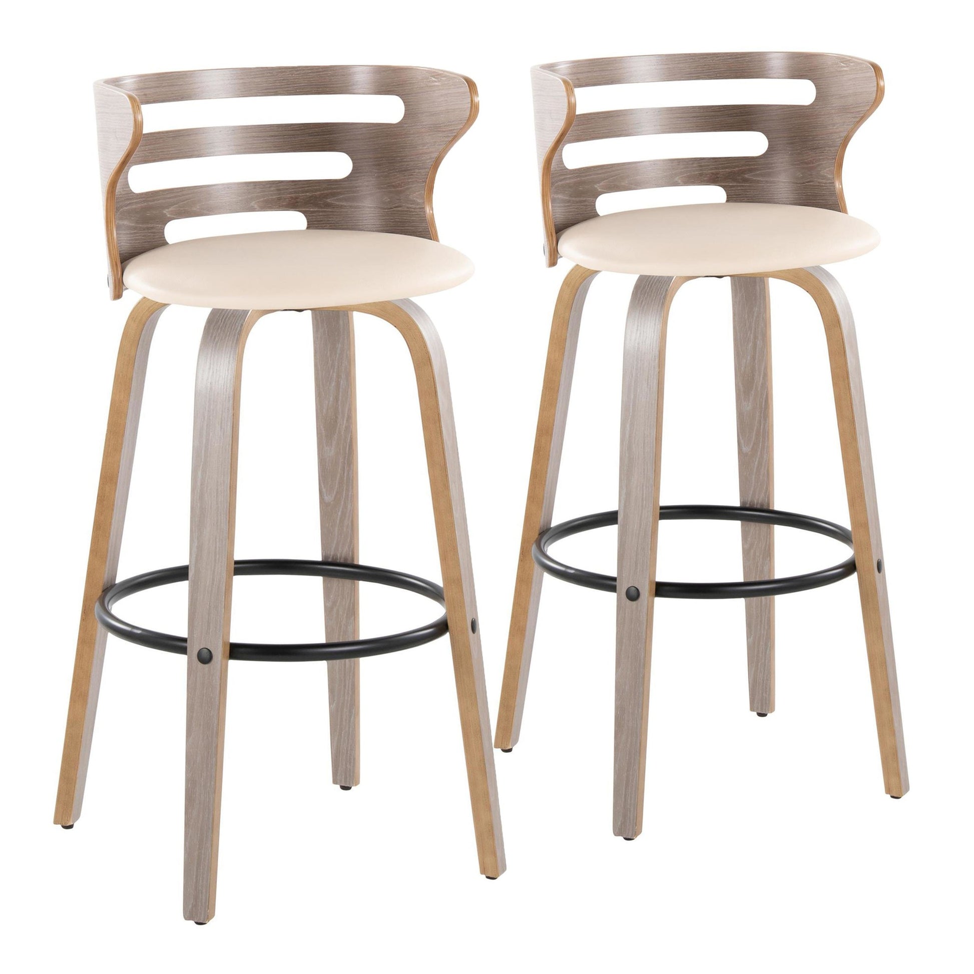 Cosini 30" Fixed-Height Barstool - Set of 2 By LumiSource - B30-COSIPU-GRTZQ2 LGYLGYBK2 | Bar Stools | Modishstore - 15